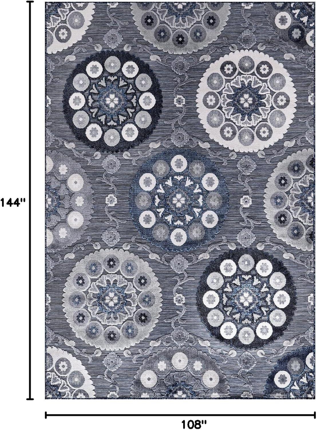 image:imageCAMILSON Indoor Outdoor Rug Navy 710x10 Leaf Tropical Botanical Area Rugs for Indoor and Outdoor patios EasyCleaning NonShedding Living Room Garden and Kitchen Washable Outside Carpet 8x103003 Navy