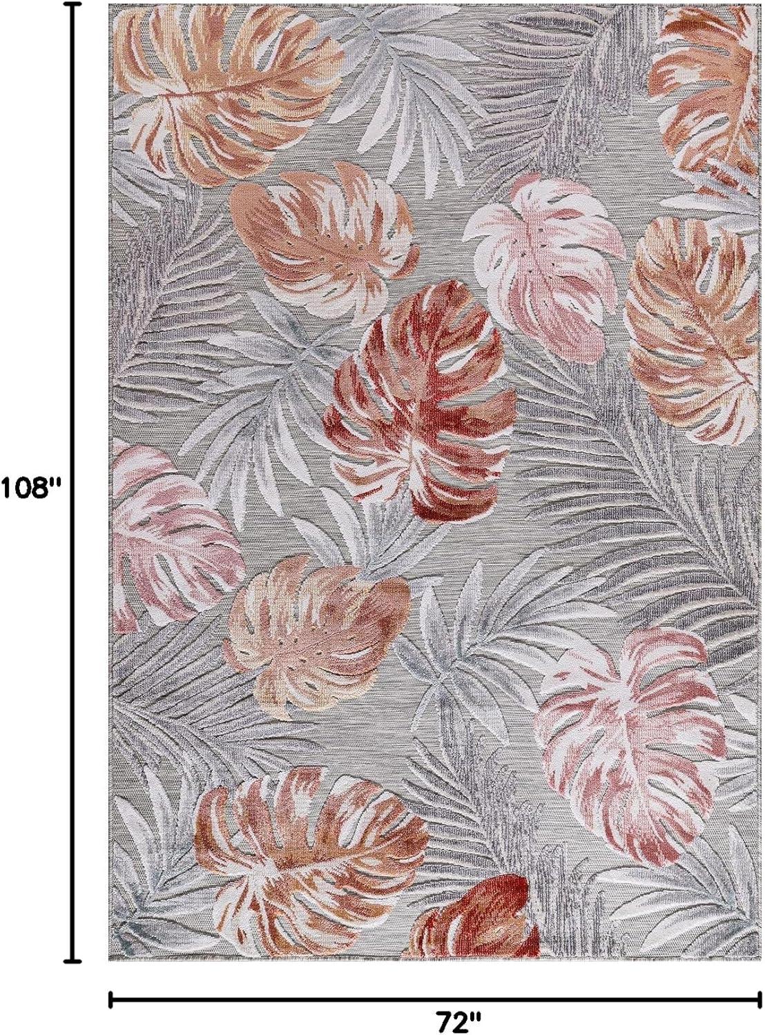 image:imageCAMILSON Indoor Outdoor Rug Navy 710x10 Leaf Tropical Botanical Area Rugs for Indoor and Outdoor patios EasyCleaning NonShedding Living Room Garden and Kitchen Washable Outside Carpet 8x103002 Multi Color