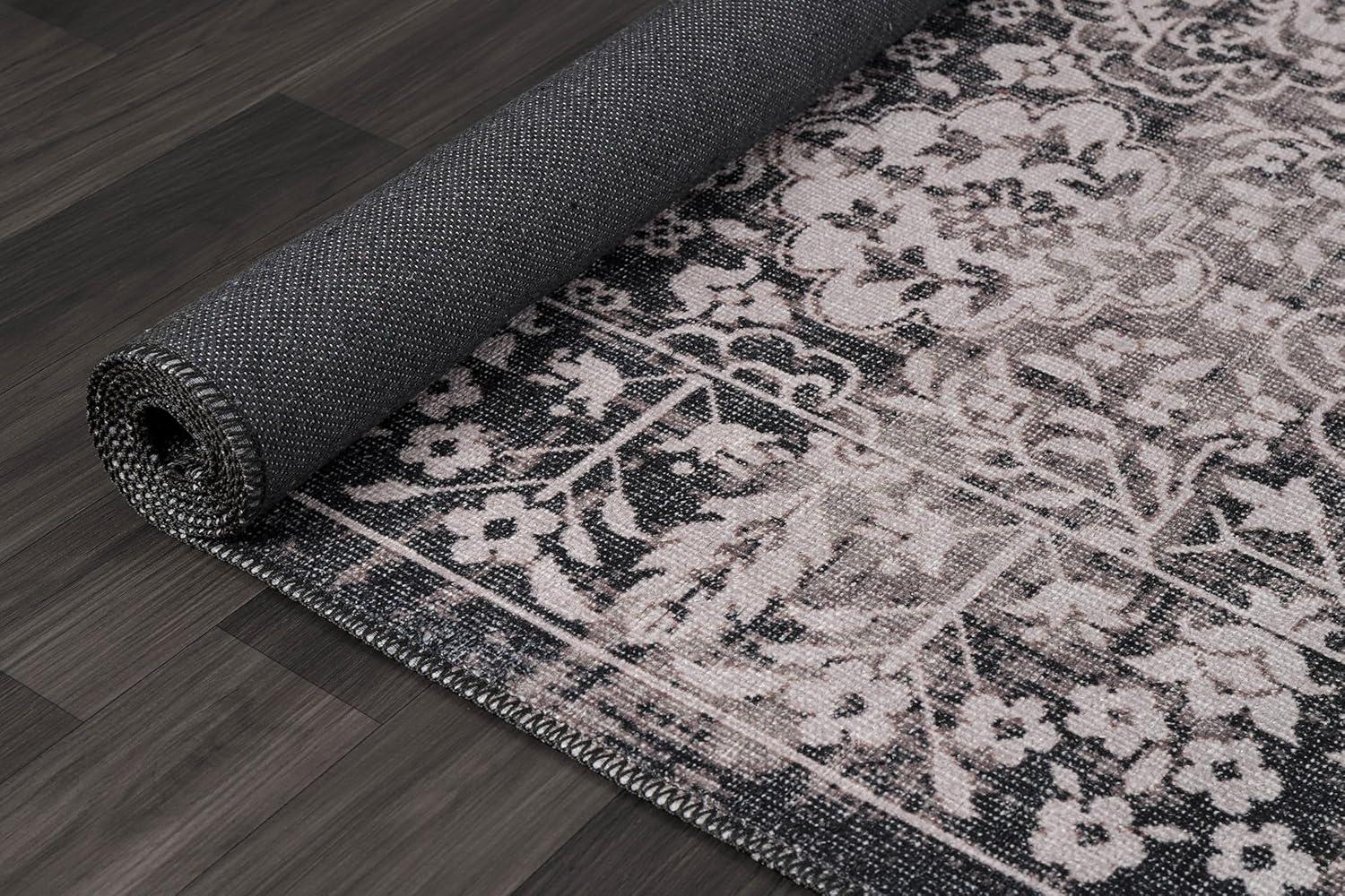 image:imageCAMILSON Machine Washable Rug Floral Vintage Medallion Indoor Entryway Mats Living Area Entryways Rugs Stain and Water Resistant Traditional Indoor Carpet  2003 Beige 2 x 3