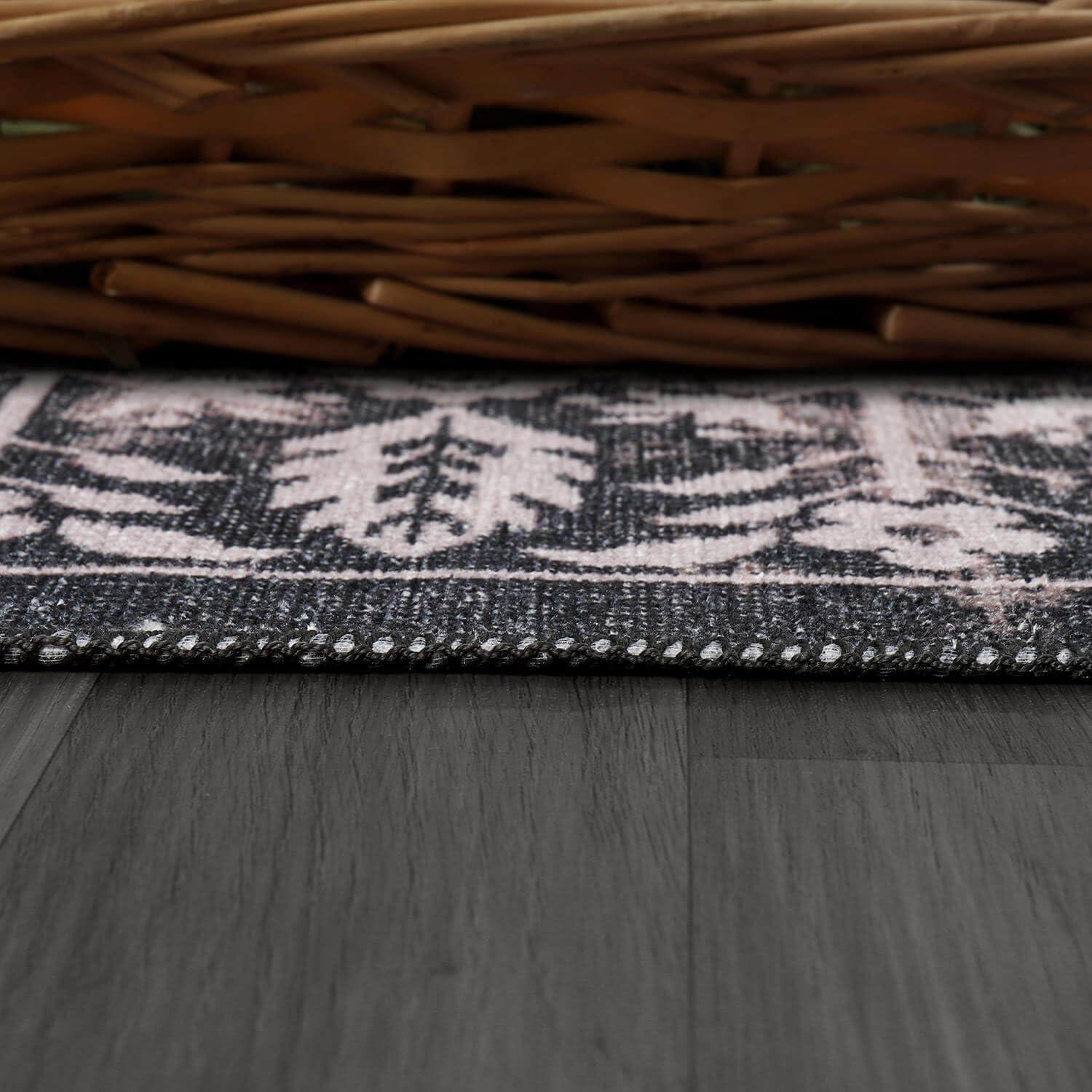 image:imageCAMILSON Machine Washable Rug Floral Vintage Medallion Indoor Entryway Mats Living Area Entryways Rugs Stain and Water Resistant Traditional Indoor Carpet  2003 Beige 2 x 3