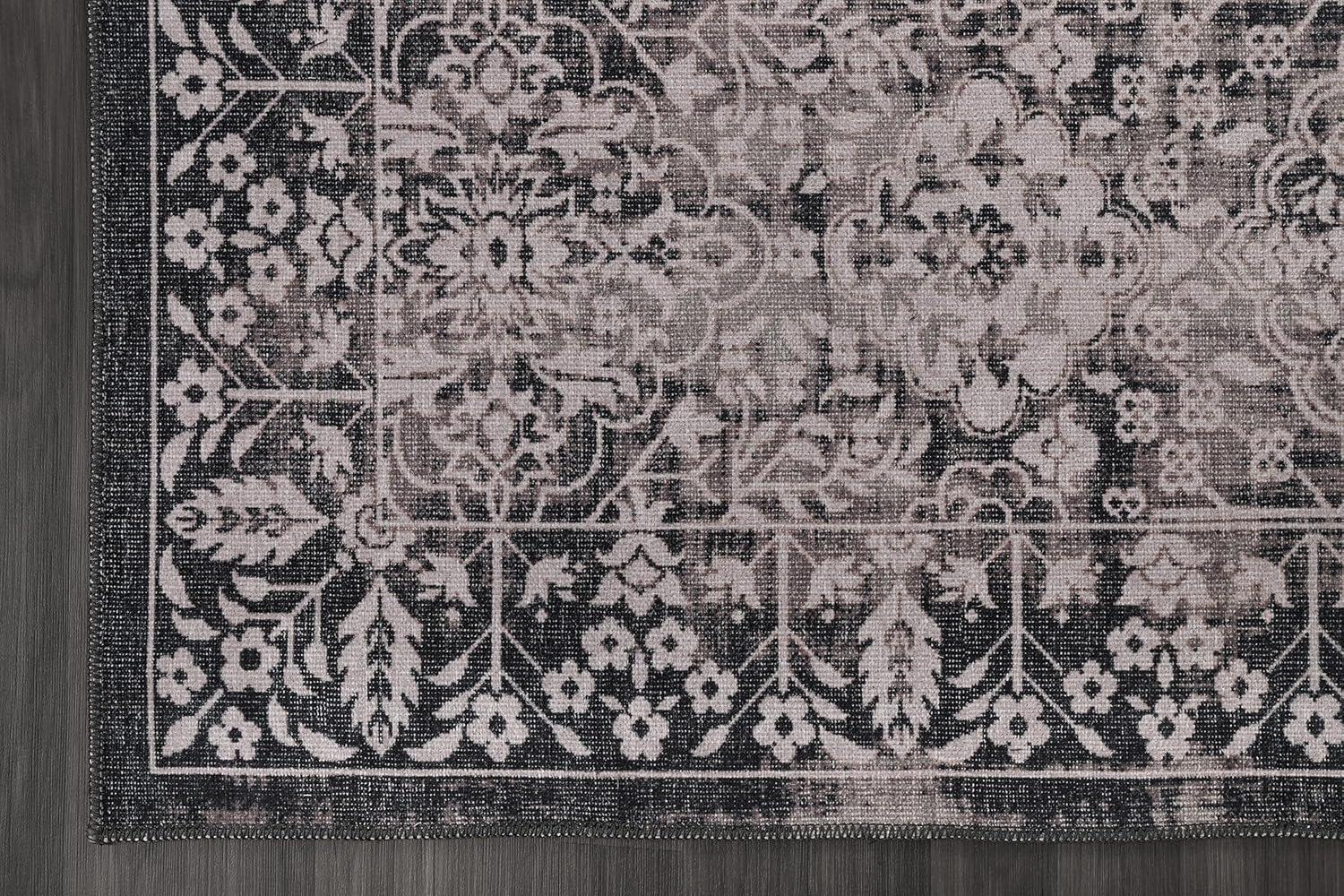 image:imageCAMILSON Machine Washable Rug Floral Vintage Medallion Indoor Entryway Mats Living Area Entryways Rugs Stain and Water Resistant Traditional Indoor Carpet  2003 Beige 2 x 3