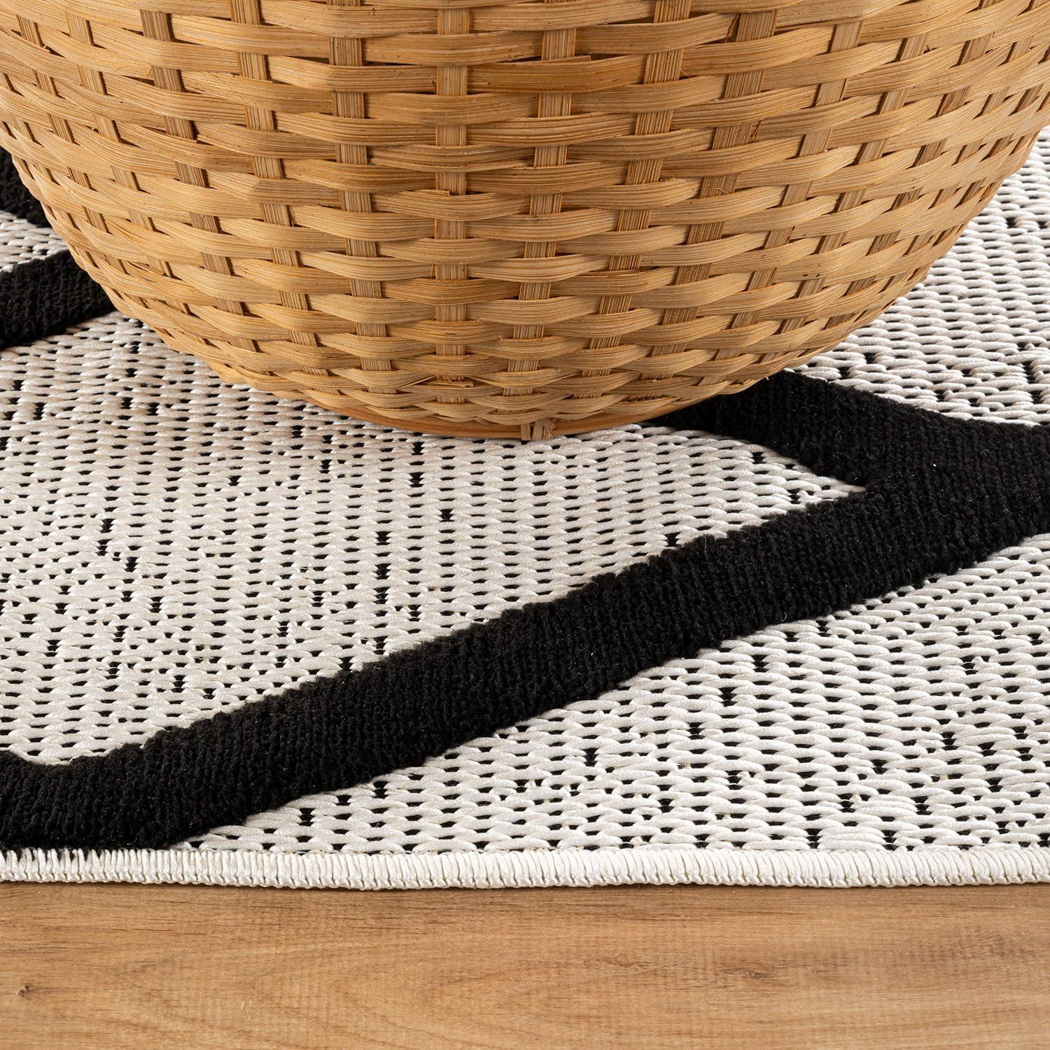 image:imageCAMILSON Micro Loop Rug 5x7 Modern Luxury Geometric Arch Area Rugs Soft High and Low Pile Stain Resistant EasyCleaning NonShedding for Living Room Office Indoor Carpet 5 x 7 WhiteBold Black