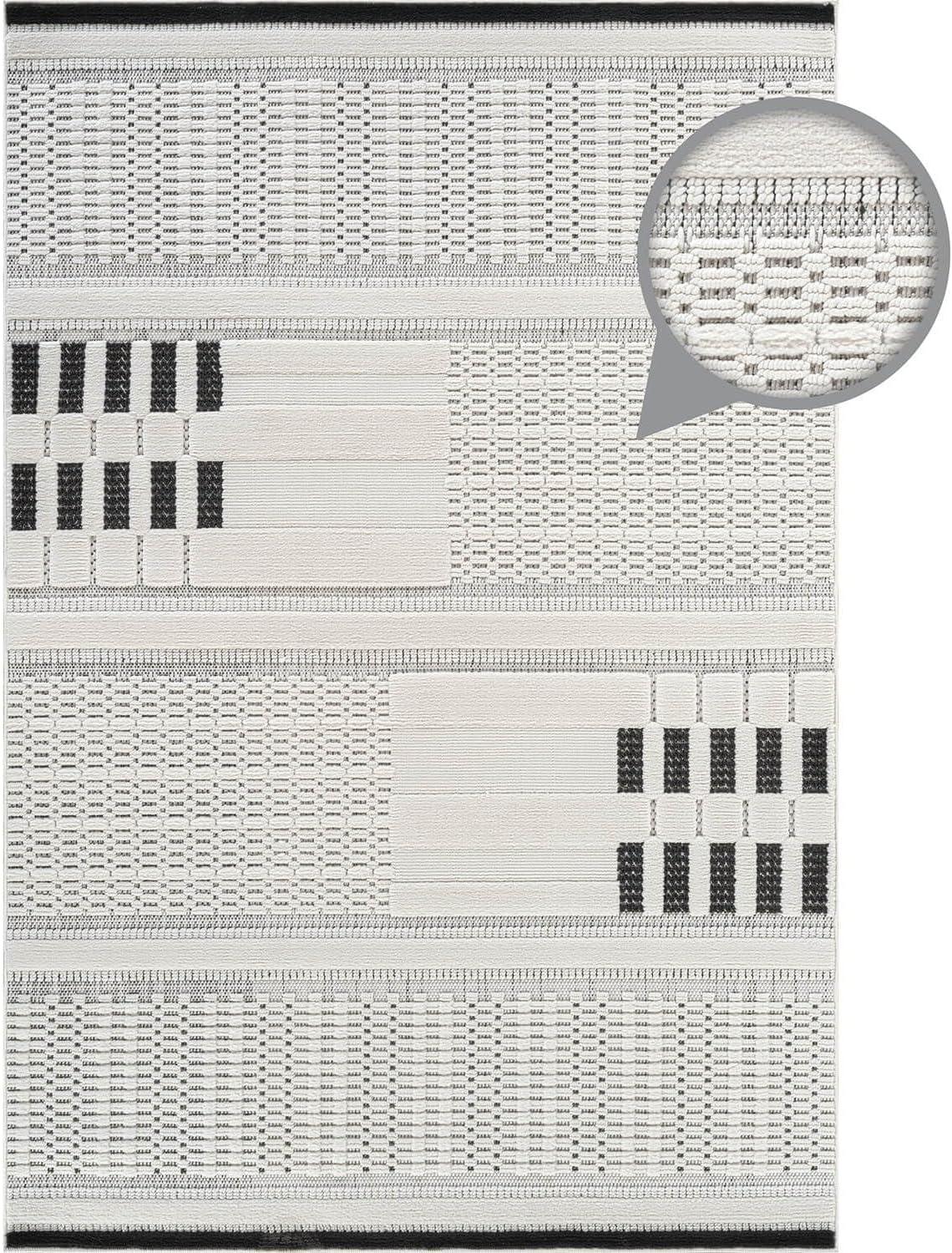 image:imageCAMILSON Micro Loop Rug 5x7 Modern Luxury Geometric Arch Area Rugs Soft High and Low Pile Stain Resistant EasyCleaning NonShedding for Living Room Office Indoor Carpet 5 x 7 WhiteModern White