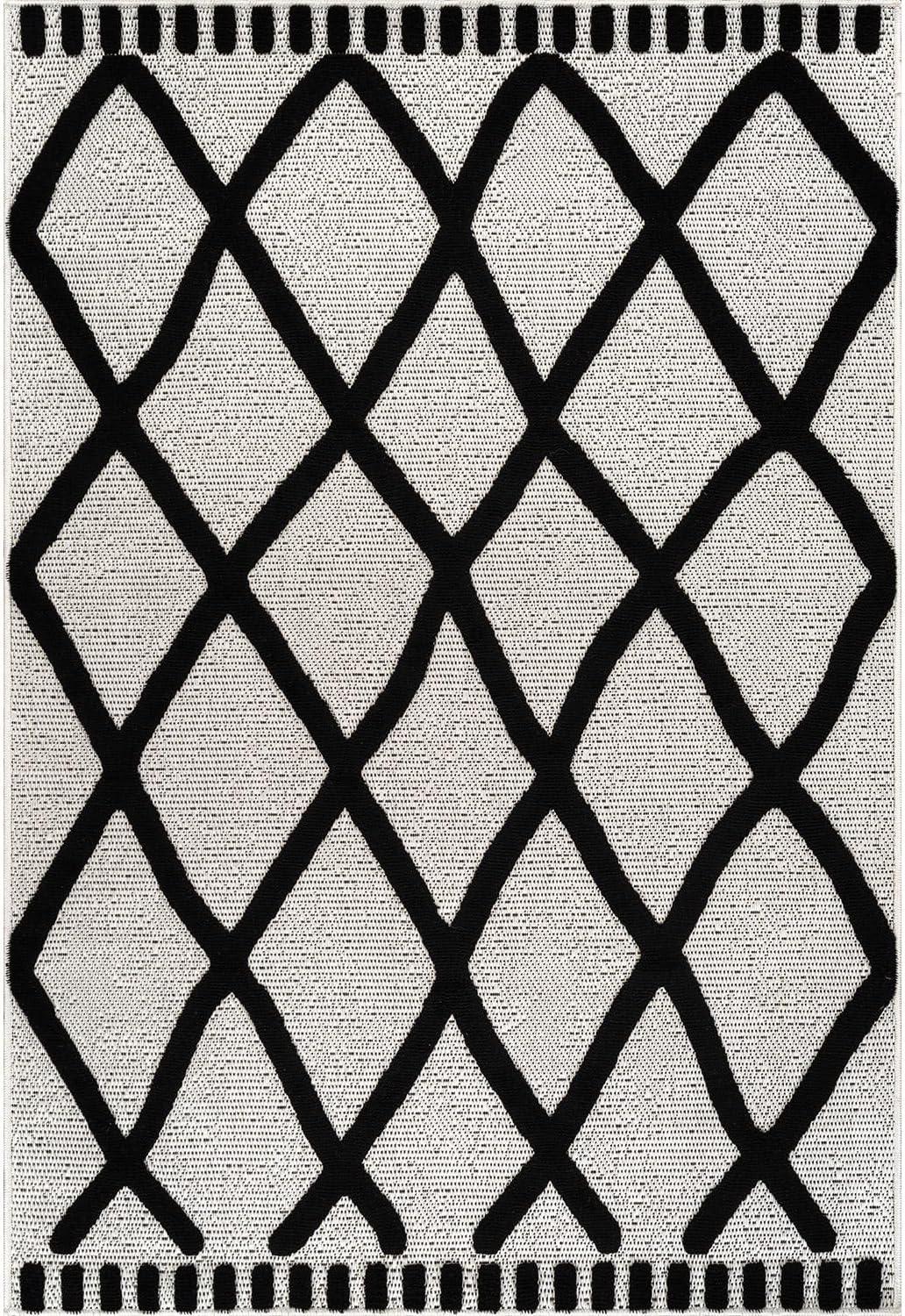 image:imageCAMILSON Micro Loop Rug 5x7 Modern Luxury Geometric Arch Area Rugs Soft High and Low Pile Stain Resistant EasyCleaning NonShedding for Living Room Office Indoor Carpet 5 x 7 WhiteBold Black