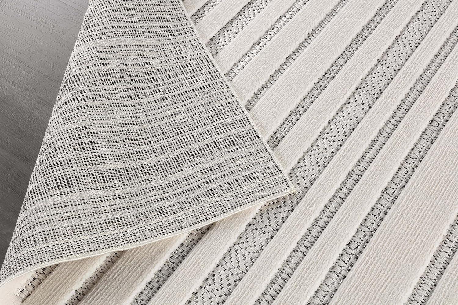 image:imageCAMILSON Micro Loop Rug 5x7 Modern Luxury Geometric Arch Area Rugs Soft High and Low Pile Stain Resistant EasyCleaning NonShedding for Living Room Office Indoor Carpet 5 x 7 WhiteLinear White