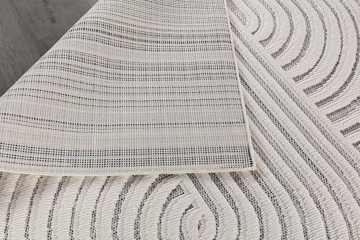image:imageCAMILSON Micro Loop Rug 5x7 Modern Luxury Geometric Arch Area Rugs Soft High and Low Pile Stain Resistant EasyCleaning NonShedding for Living Room Office Indoor Carpet 5 x 7 WhiteCurved White