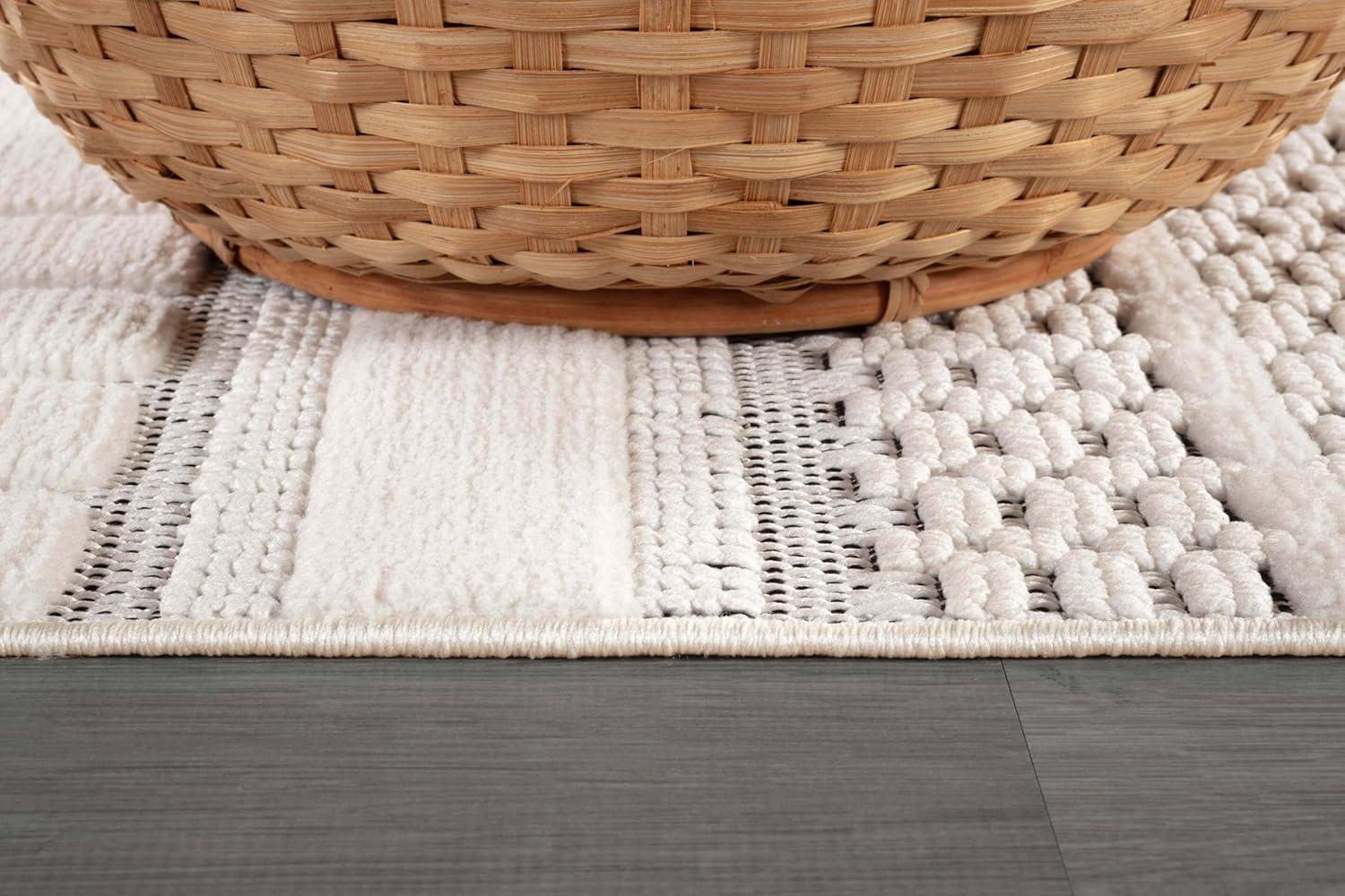 image:imageCAMILSON Micro Loop Rug 5x7 Modern Luxury Geometric Arch Area Rugs Soft High and Low Pile Stain Resistant EasyCleaning NonShedding for Living Room Office Indoor Carpet 5 x 7 WhiteModern White