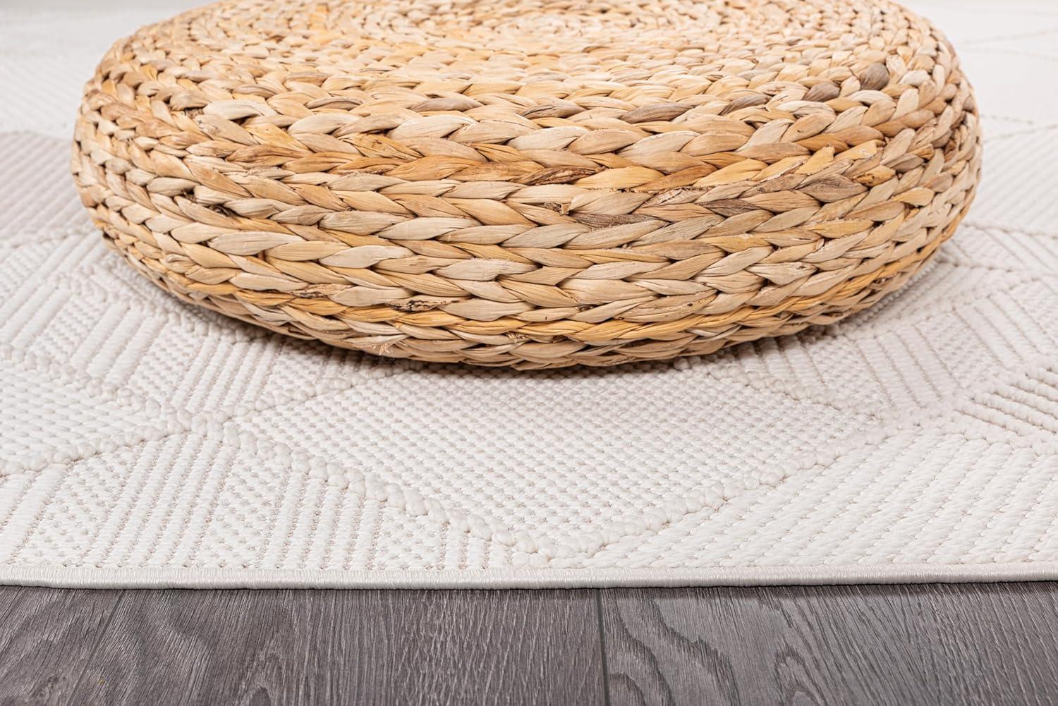 image:imageCAMILSON Micro Loop Rug 5x7 Modern Luxury Geometric Arch Area Rugs Soft High and Low Pile Stain Resistant EasyCleaning NonShedding for Living Room Office Indoor Carpet 5 x 7 WhiteGy2 White Beige
