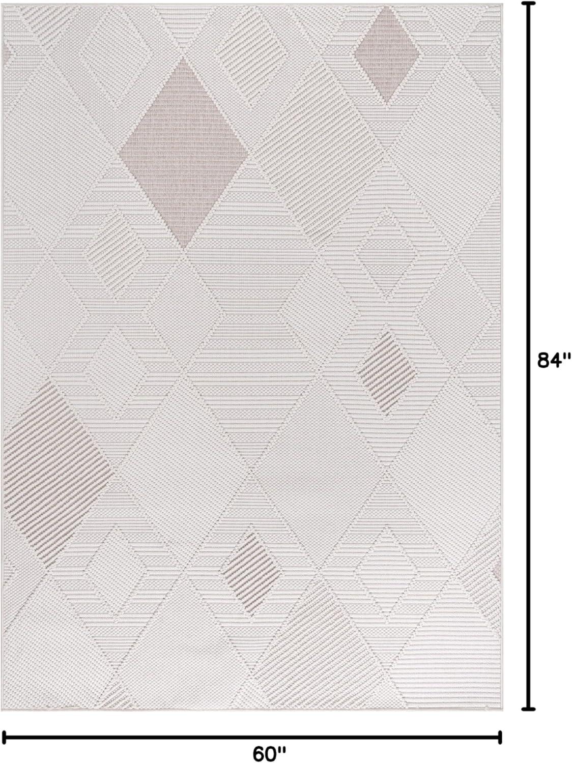 image:imageCAMILSON Micro Loop Rug 5x7 Modern Luxury Geometric Arch Area Rugs Soft High and Low Pile Stain Resistant EasyCleaning NonShedding for Living Room Office Indoor Carpet 5 x 7 WhiteGy2 White Beige