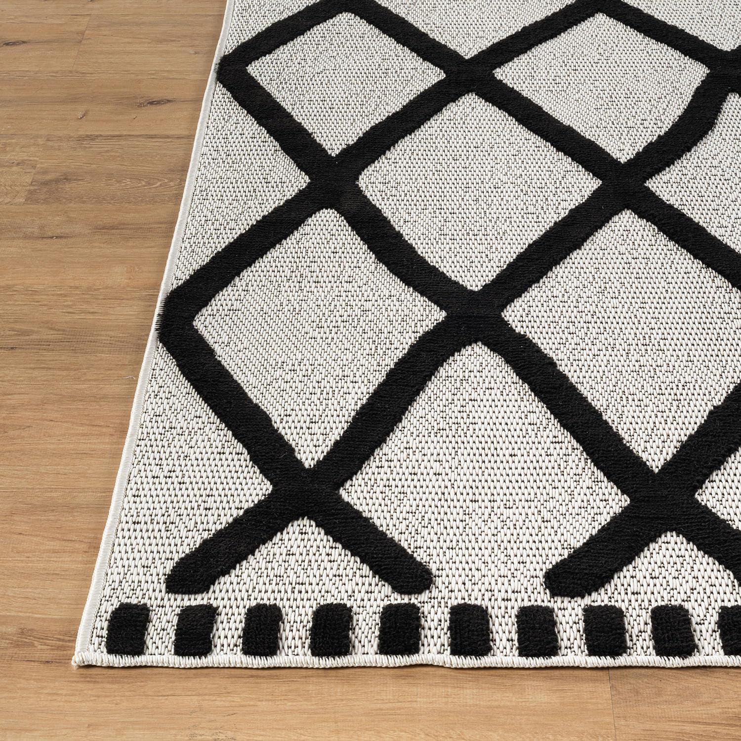image:imageCAMILSON Micro Loop Rug 5x7 Modern Luxury Geometric Arch Area Rugs Soft High and Low Pile Stain Resistant EasyCleaning NonShedding for Living Room Office Indoor Carpet 5 x 7 WhiteBold Black