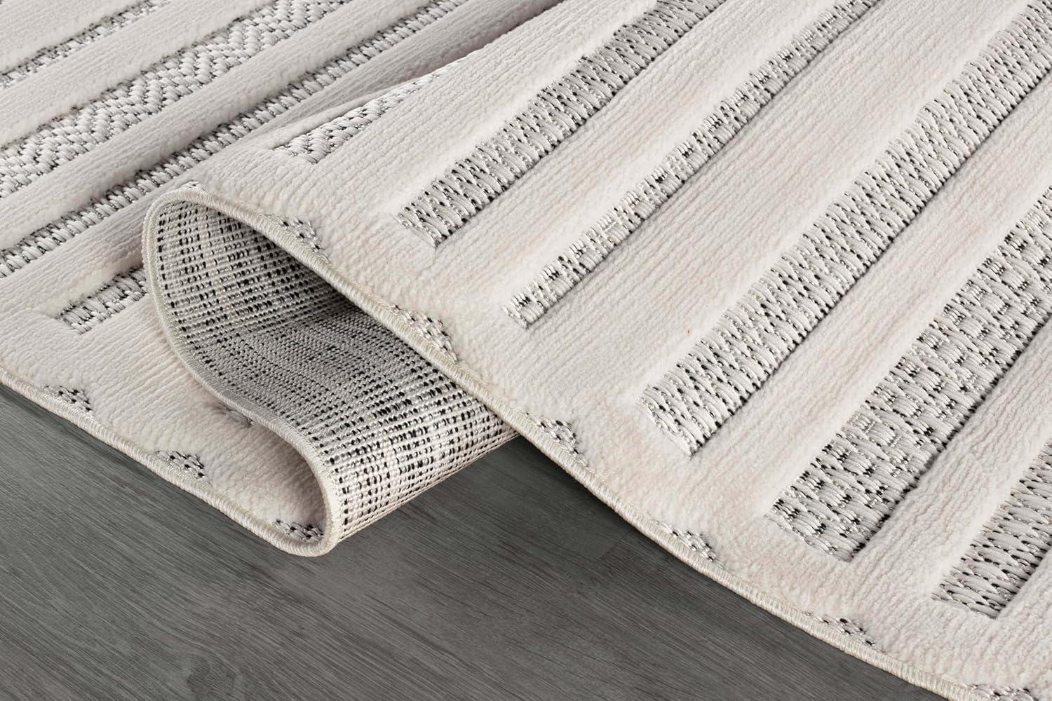 image:imageCAMILSON Micro Loop Rug 5x7 Modern Luxury Geometric Arch Area Rugs Soft High and Low Pile Stain Resistant EasyCleaning NonShedding for Living Room Office Indoor Carpet 5 x 7 WhiteLinear White