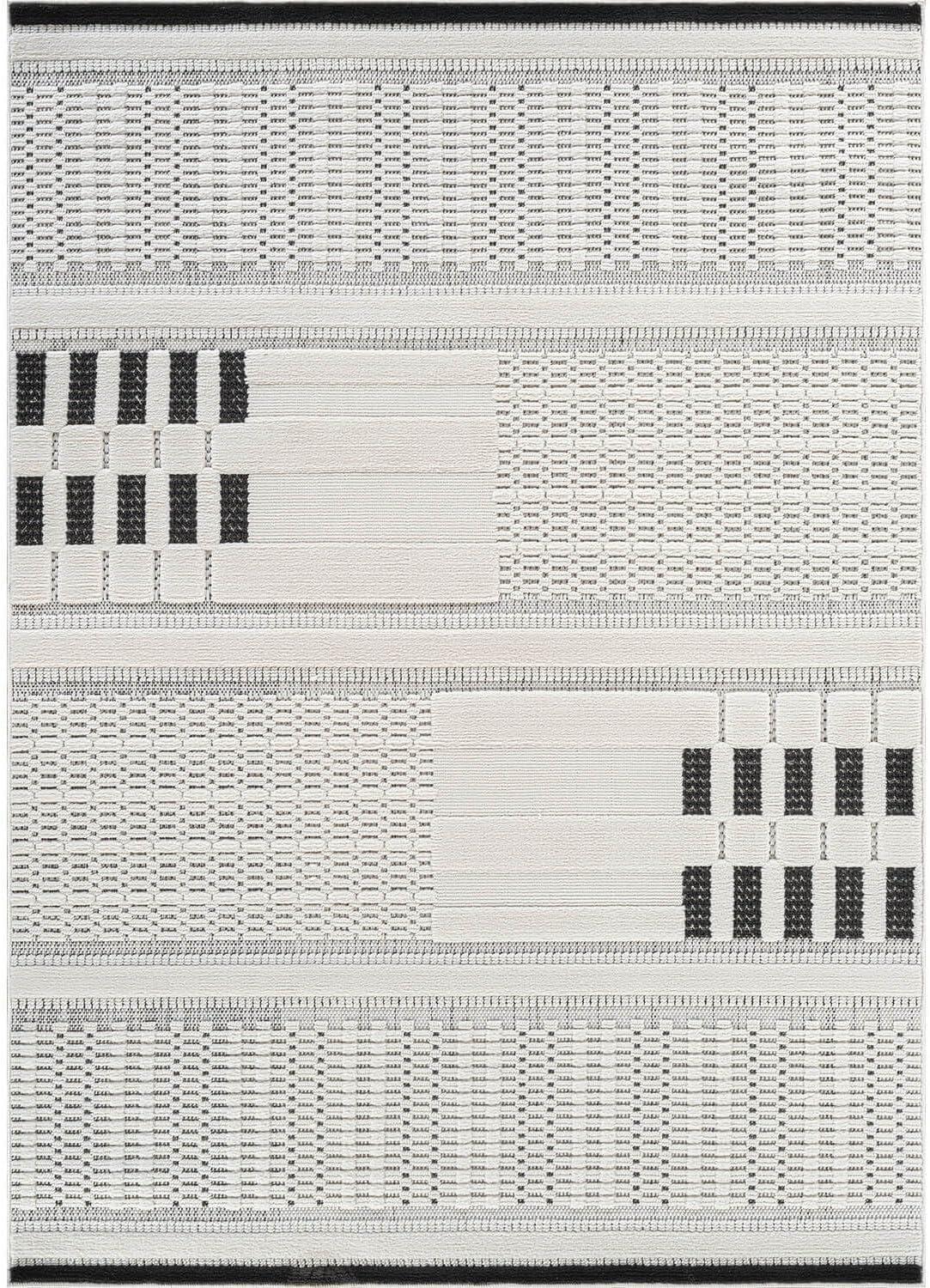 image:imageCAMILSON Micro Loop Rug 5x7 Modern Luxury Geometric Arch Area Rugs Soft High and Low Pile Stain Resistant EasyCleaning NonShedding for Living Room Office Indoor Carpet 5 x 7 WhiteModern White