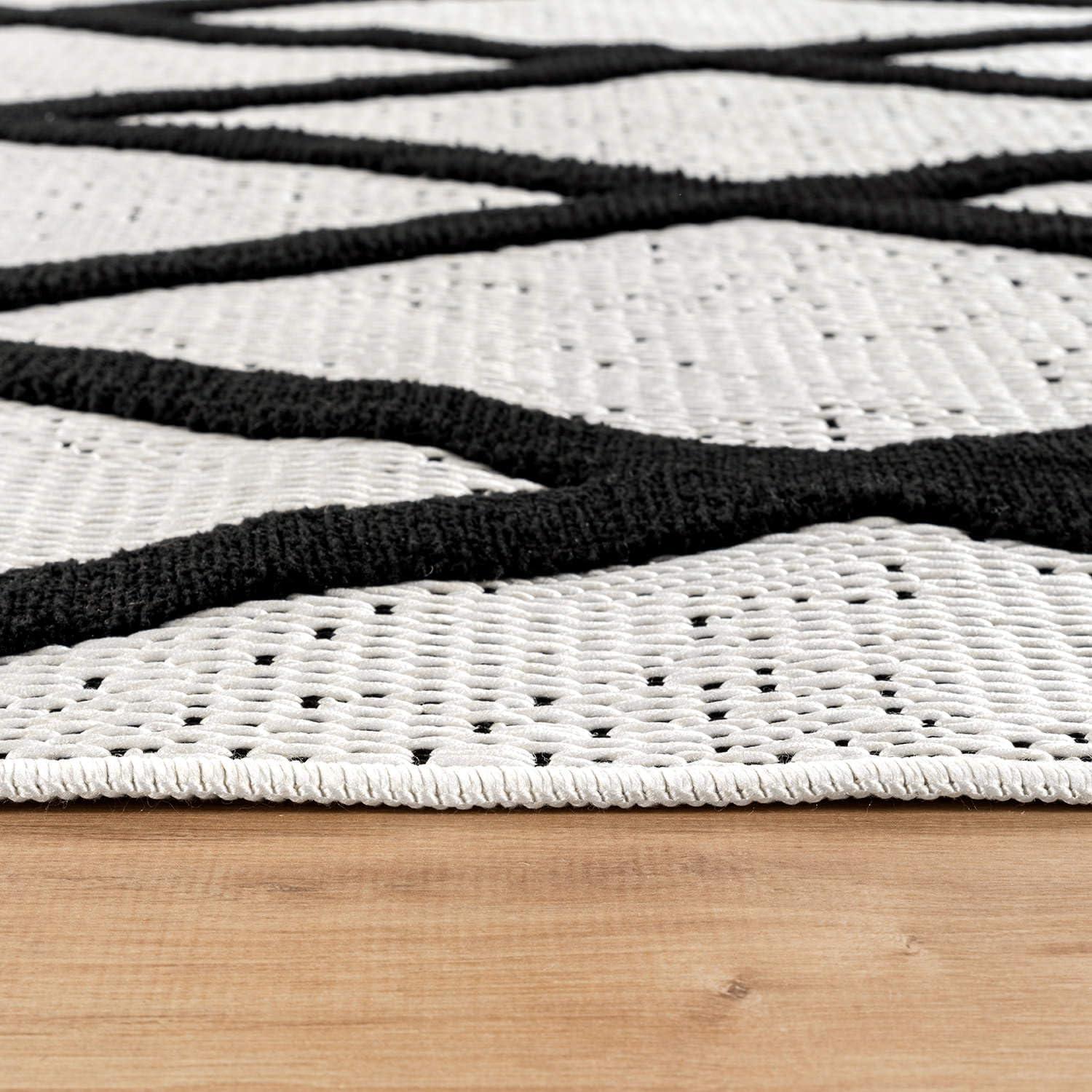 image:imageCAMILSON Micro Loop Rug 5x7 Modern Luxury Geometric Arch Area Rugs Soft High and Low Pile Stain Resistant EasyCleaning NonShedding for Living Room Office Indoor Carpet 5 x 7 WhiteBold Black