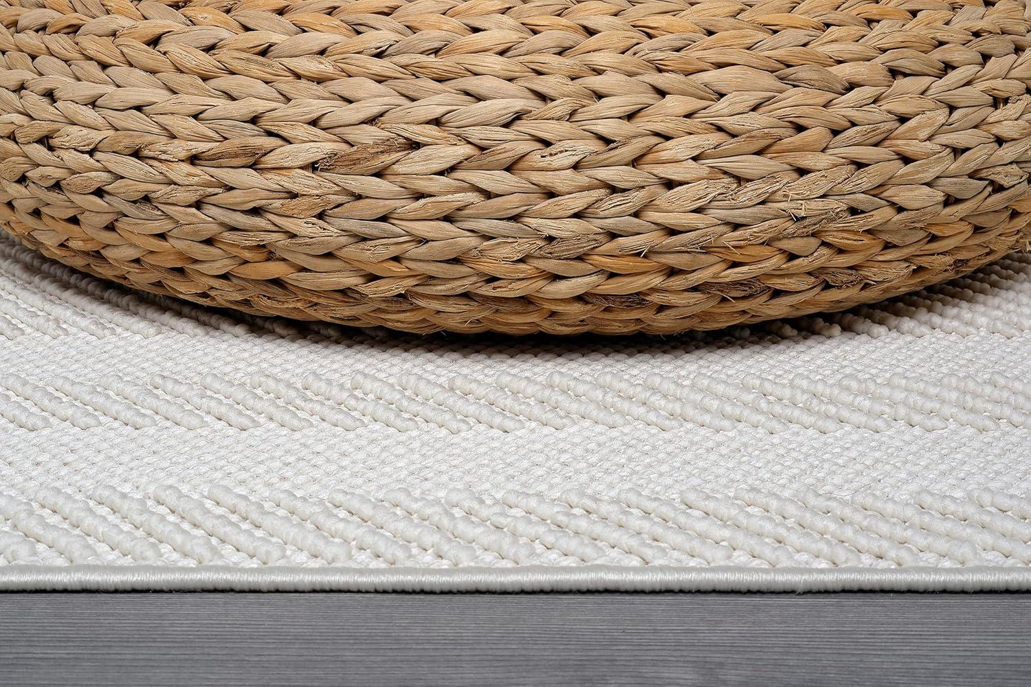 image:imageCAMILSON Micro Loop Rug 5x7 Modern Luxury Geometric Arch Area Rugs Soft High and Low Pile Stain Resistant EasyCleaning NonShedding for Living Room Office Indoor Carpet 5 x 7 WhiteGy9 White