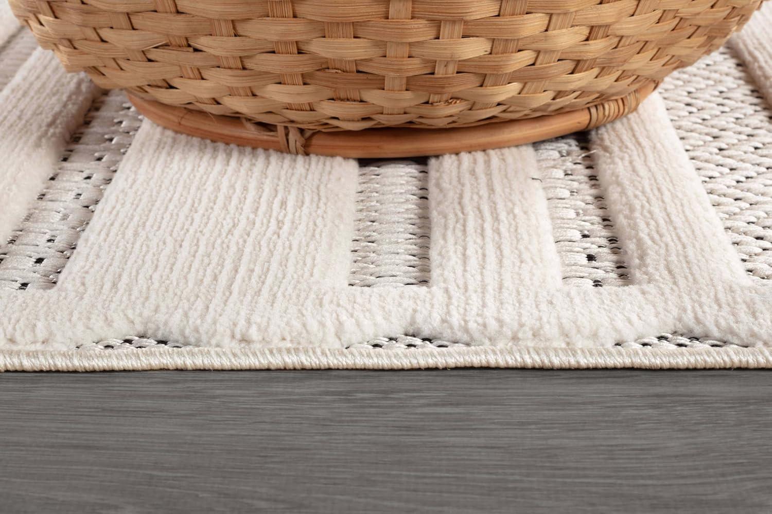 image:imageCAMILSON Micro Loop Rug 5x7 Modern Luxury Geometric Arch Area Rugs Soft High and Low Pile Stain Resistant EasyCleaning NonShedding for Living Room Office Indoor Carpet 5 x 7 WhiteLinear White