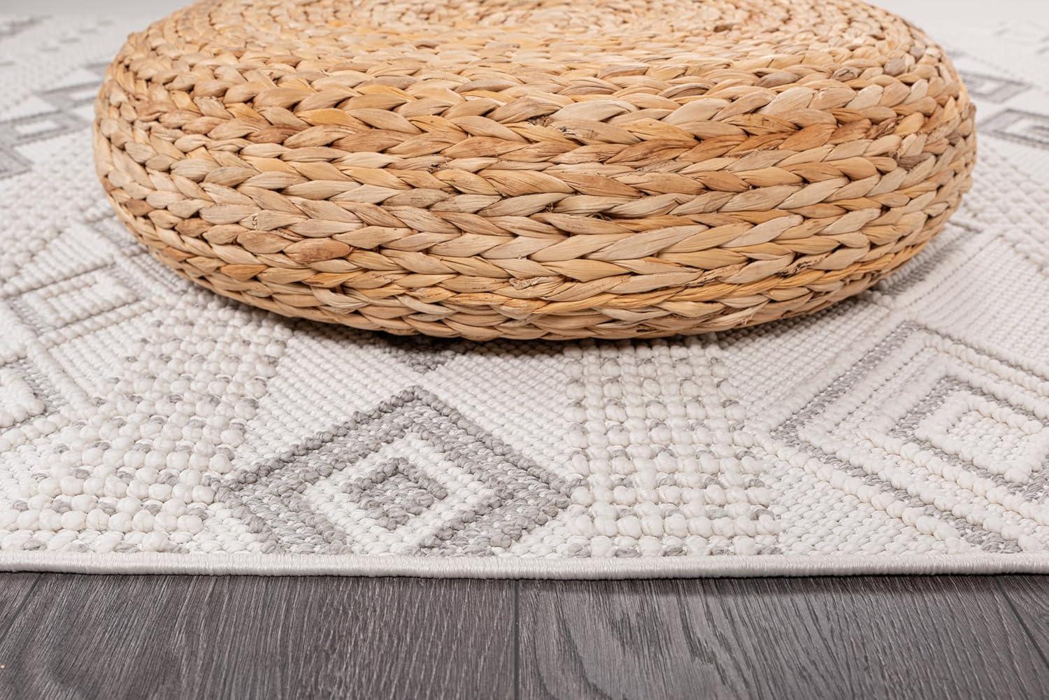 image:imageCAMILSON Micro Loop Rug 5x7 Modern Luxury Geometric Arch Area Rugs Soft High and Low Pile Stain Resistant EasyCleaning NonShedding for Living Room Office Indoor Carpet 5 x 7 WhiteGy8 White Gray