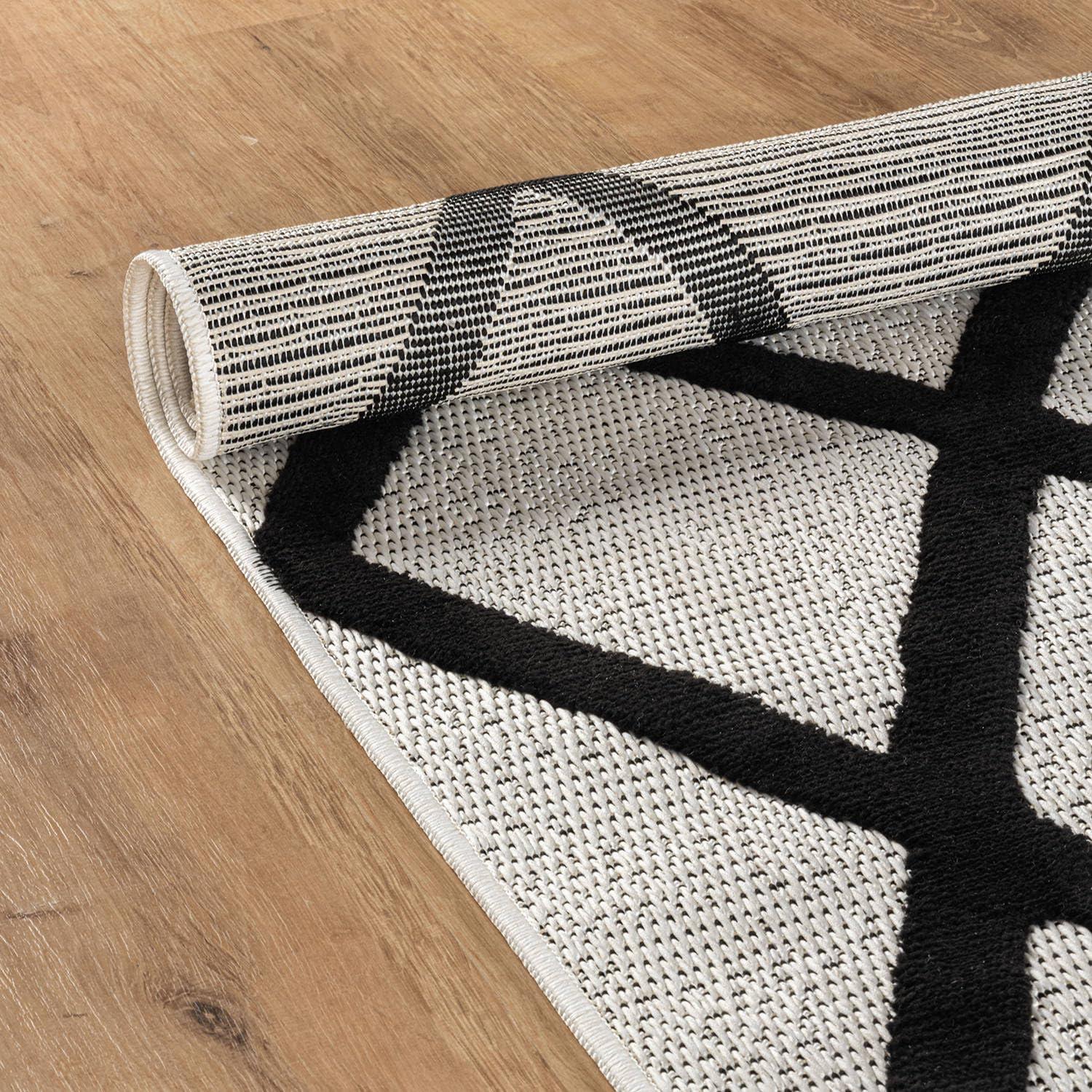 image:imageCAMILSON Micro Loop Rug 5x7 Modern Luxury Geometric Arch Area Rugs Soft High and Low Pile Stain Resistant EasyCleaning NonShedding for Living Room Office Indoor Carpet 5 x 7 WhiteBold Black