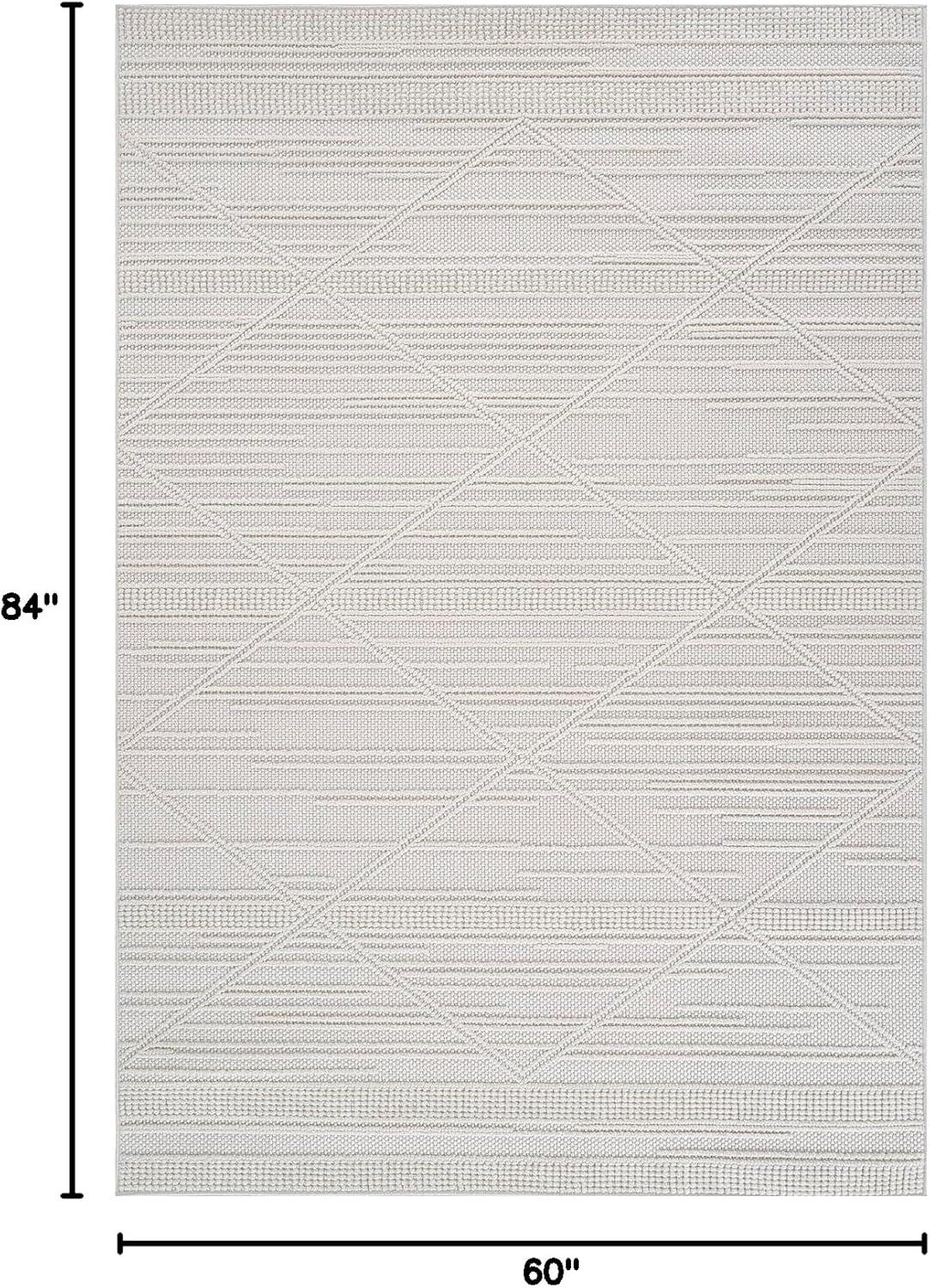 image:imageCAMILSON Micro Loop Rug 5x7 Modern Luxury Geometric Arch Area Rugs Soft High and Low Pile Stain Resistant EasyCleaning NonShedding for Living Room Office Indoor Carpet 5 x 7 WhiteGy1 White