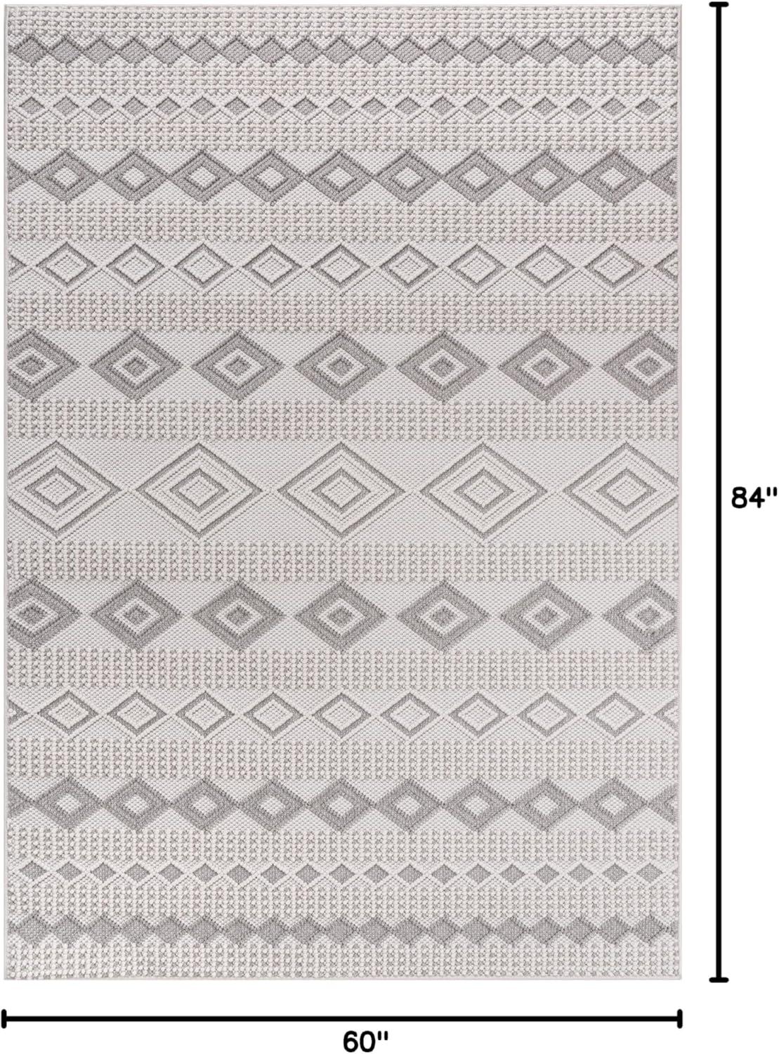image:imageCAMILSON Micro Loop Rug 5x7 Modern Luxury Geometric Arch Area Rugs Soft High and Low Pile Stain Resistant EasyCleaning NonShedding for Living Room Office Indoor Carpet 5 x 7 WhiteGy8 White Gray