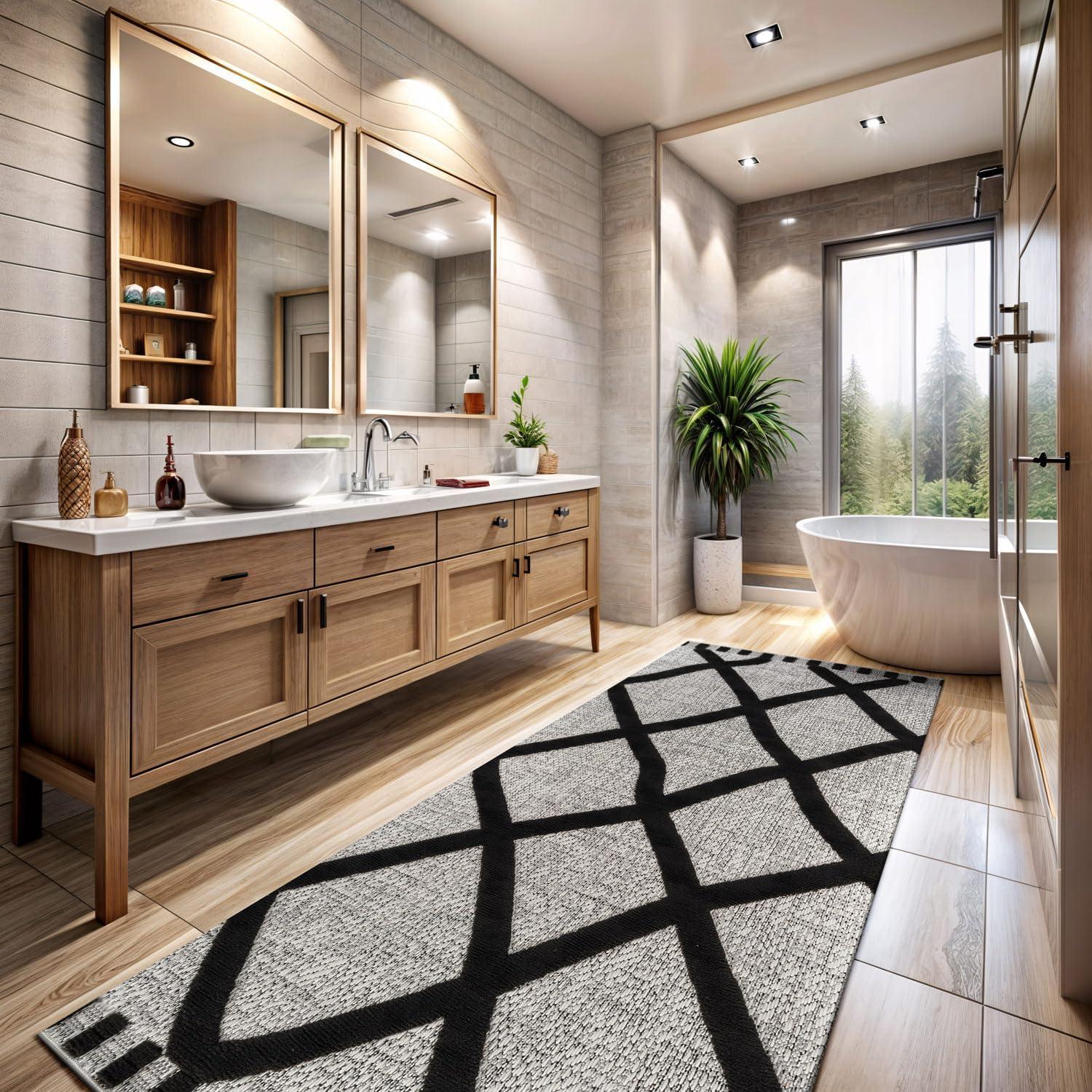 image:imageCAMILSON Micro Loop Rug 5x7 Modern Luxury Geometric Arch Area Rugs Soft High and Low Pile Stain Resistant EasyCleaning NonShedding for Living Room Office Indoor Carpet 5 x 7 WhiteBold Black