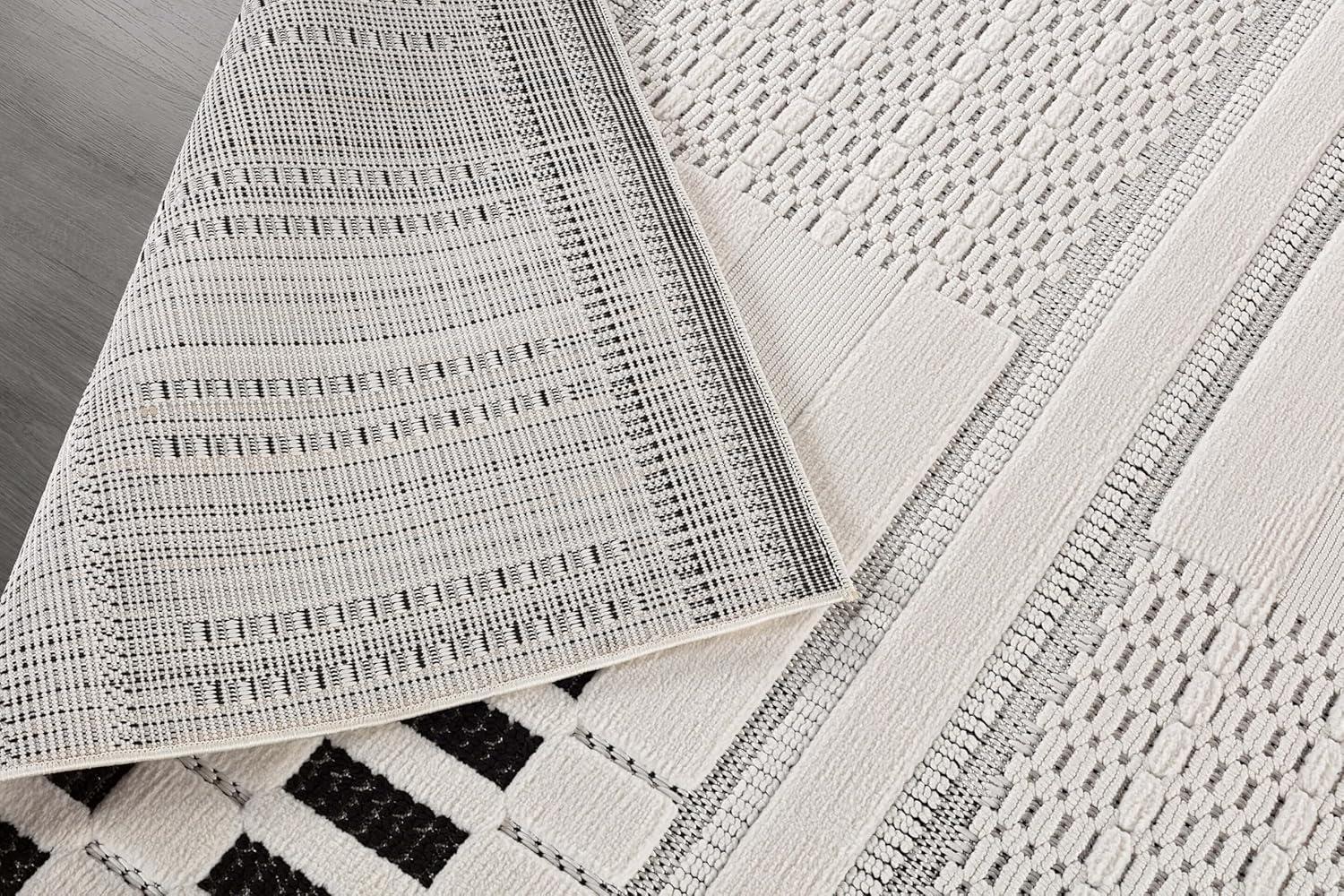 image:imageCAMILSON Micro Loop Rug 5x7 Modern Luxury Geometric Arch Area Rugs Soft High and Low Pile Stain Resistant EasyCleaning NonShedding for Living Room Office Indoor Carpet 5 x 7 WhiteModern White