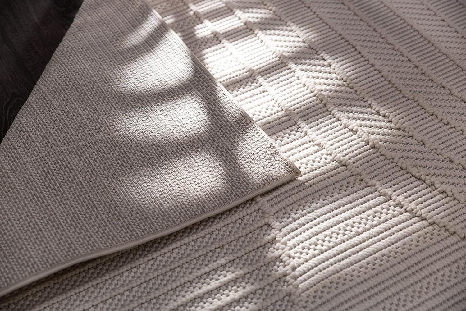 image:imageCAMILSON Micro Loop Rug 5x7 Modern Luxury Geometric Arch Area Rugs Soft High and Low Pile Stain Resistant EasyCleaning NonShedding for Living Room Office Indoor Carpet 5 x 7 WhiteGy3 White