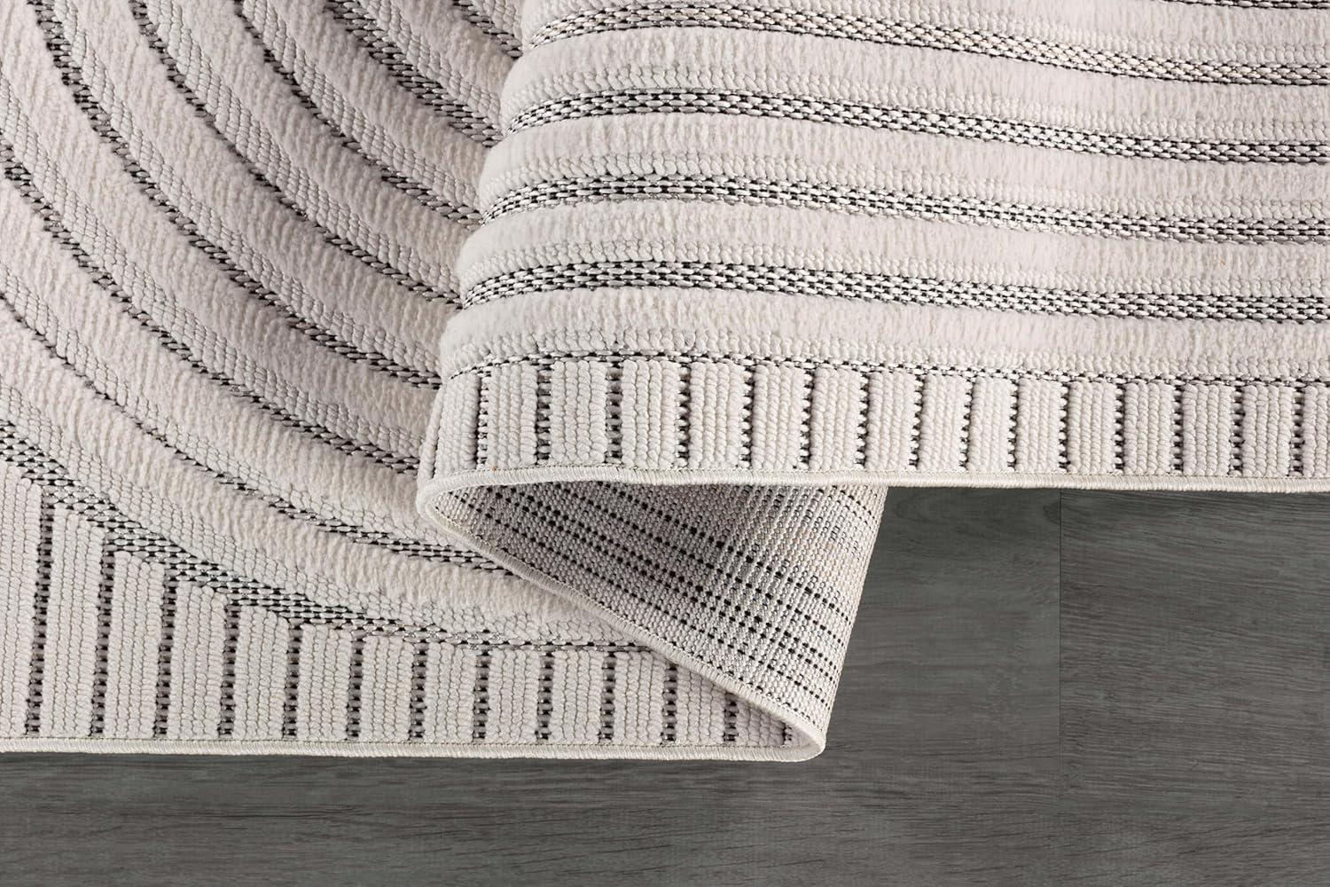 image:imageCAMILSON Micro Loop Rug 5x7 Modern Luxury Geometric Arch Area Rugs Soft High and Low Pile Stain Resistant EasyCleaning NonShedding for Living Room Office Indoor Carpet 5 x 7 WhiteCurved White