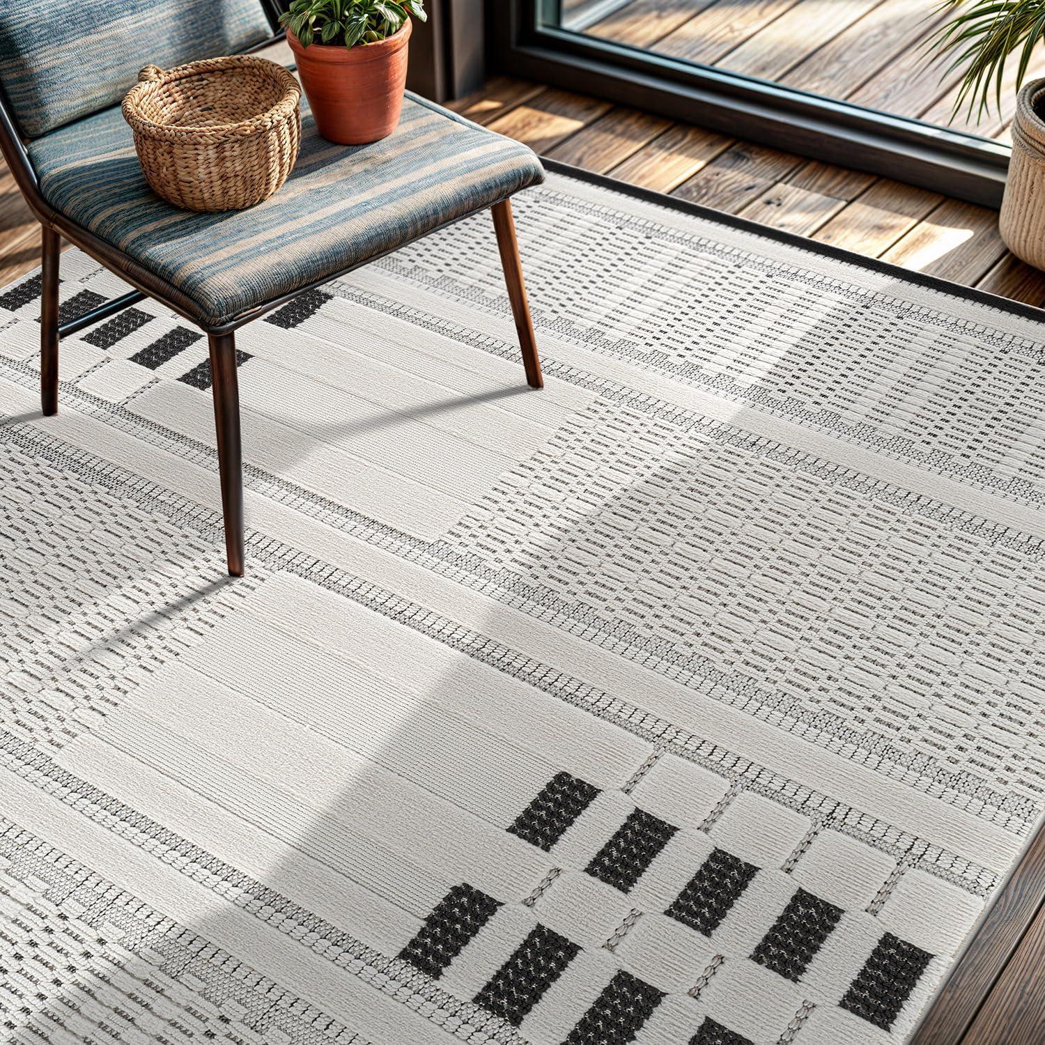 image:imageCAMILSON Micro Loop Rug 5x7 Modern Luxury Geometric Arch Area Rugs Soft High and Low Pile Stain Resistant EasyCleaning NonShedding for Living Room Office Indoor Carpet 5 x 7 WhiteModern White