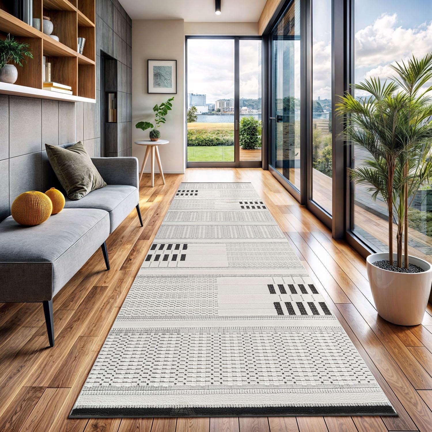 image:imageCAMILSON Micro Loop Rug 5x7 Modern Luxury Geometric Arch Area Rugs Soft High and Low Pile Stain Resistant EasyCleaning NonShedding for Living Room Office Indoor Carpet 5 x 7 WhiteModern White