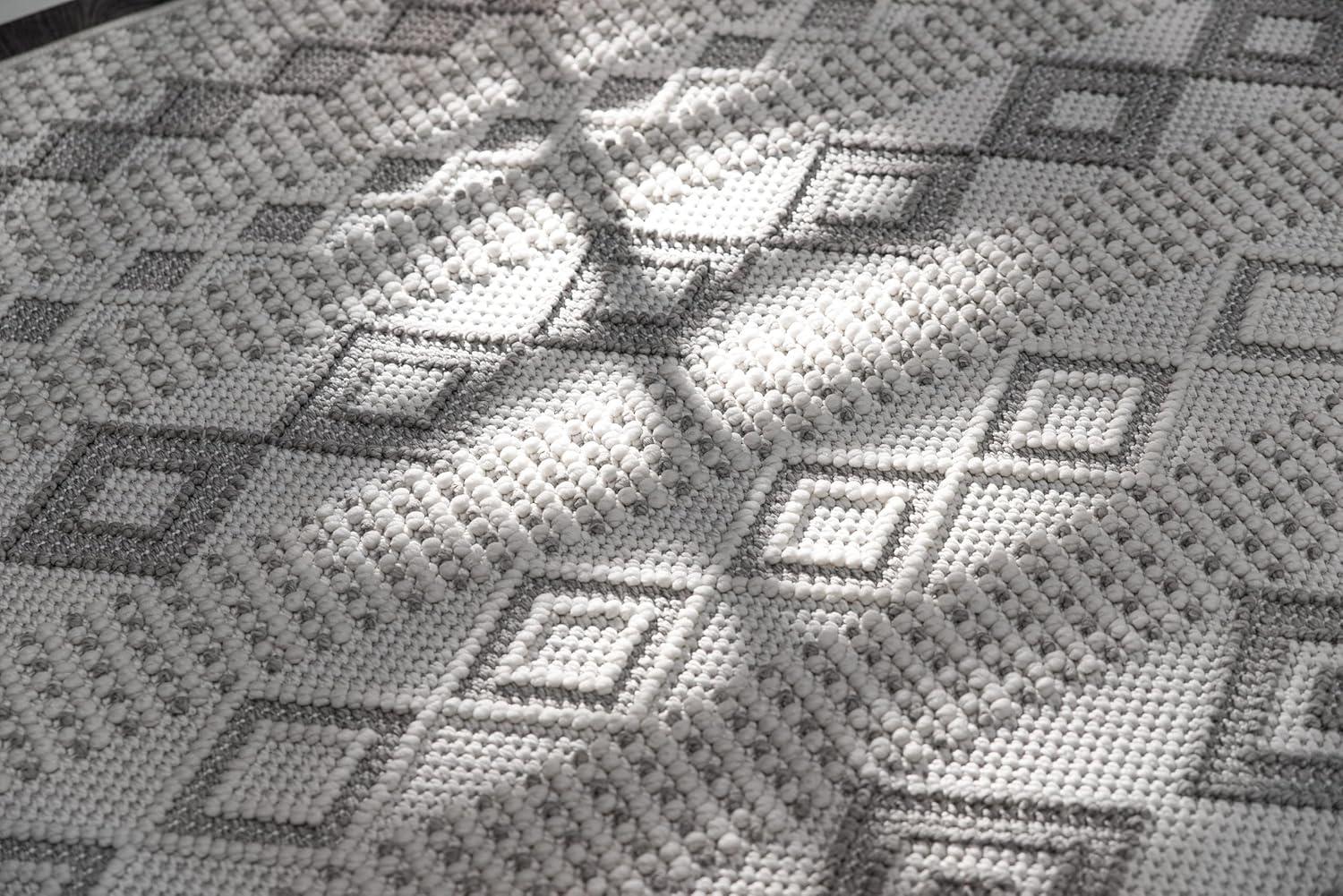 image:imageCAMILSON Micro Loop Rug 5x7 Modern Luxury Geometric Arch Area Rugs Soft High and Low Pile Stain Resistant EasyCleaning NonShedding for Living Room Office Indoor Carpet 5 x 7 WhiteGy8 White Gray