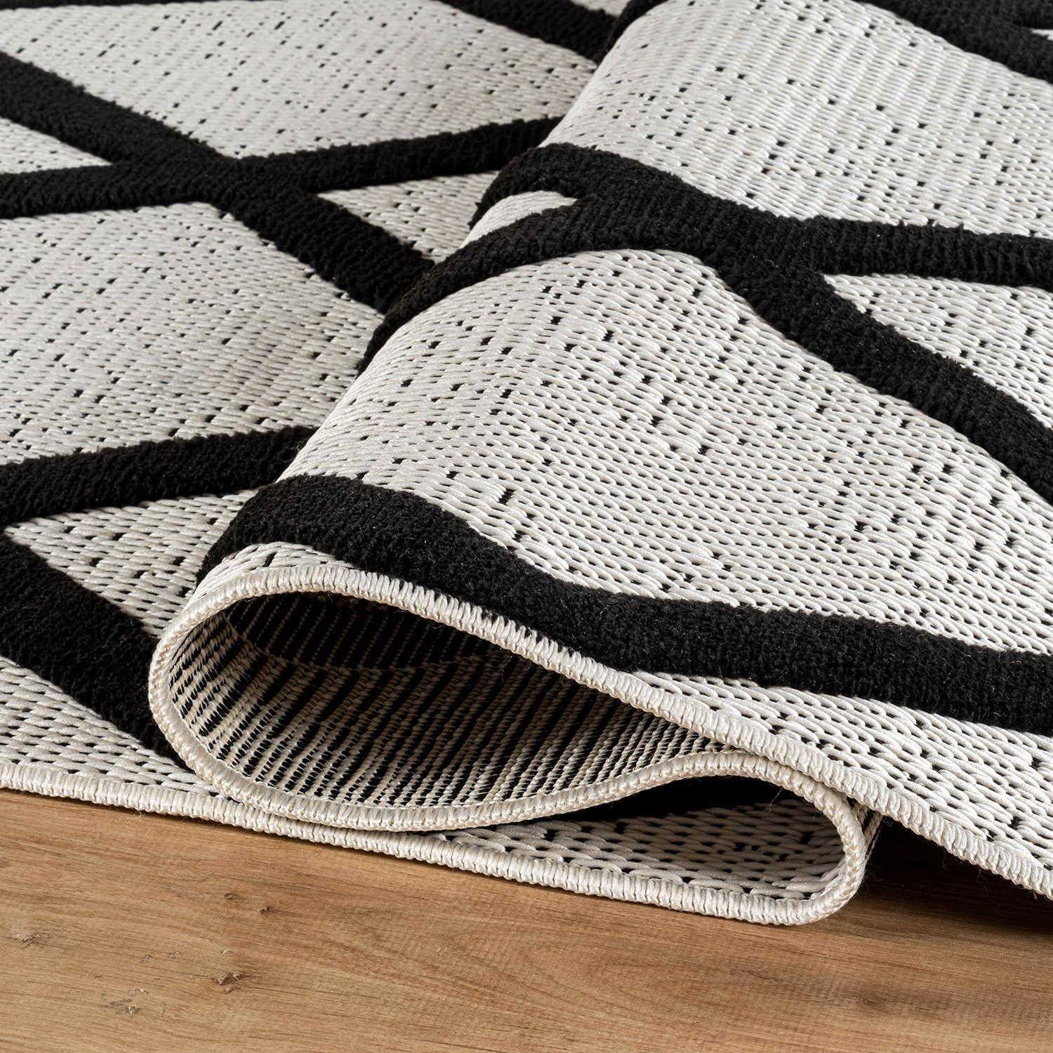 image:imageCAMILSON Micro Loop Rug 5x7 Modern Luxury Geometric Arch Area Rugs Soft High and Low Pile Stain Resistant EasyCleaning NonShedding for Living Room Office Indoor Carpet 5 x 7 WhiteBold Black