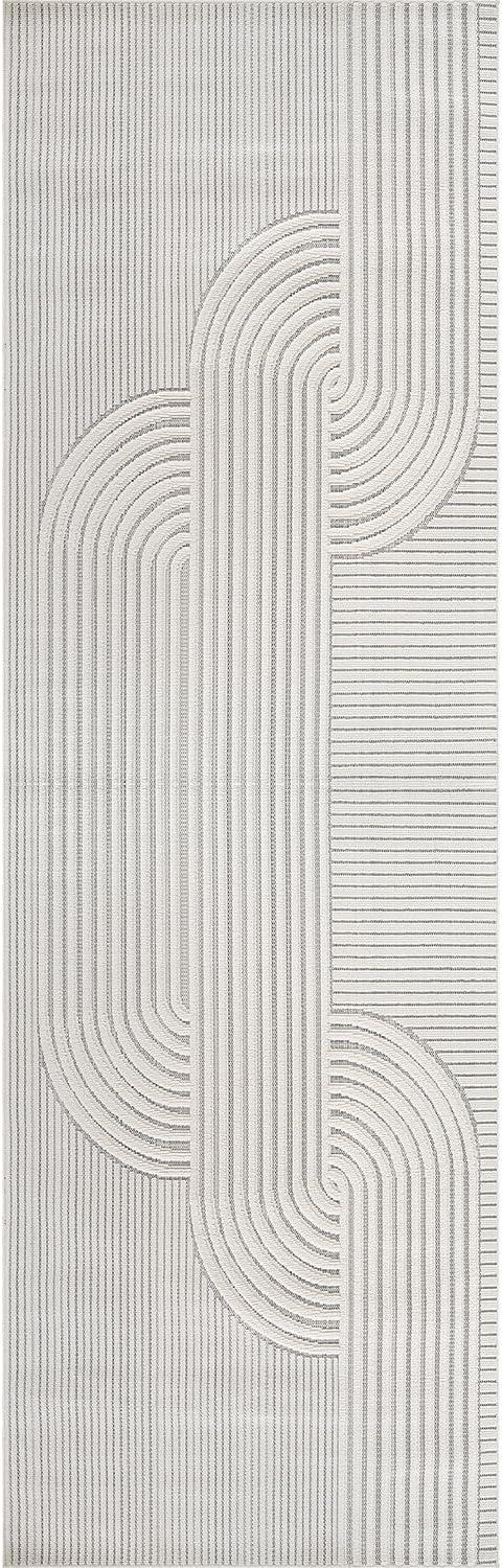 image:imageCAMILSON Micro Loop Rug 5x7 Modern Luxury Geometric Arch Area Rugs Soft High and Low Pile Stain Resistant EasyCleaning NonShedding for Living Room Office Indoor Carpet 5 x 7 WhiteCurved White