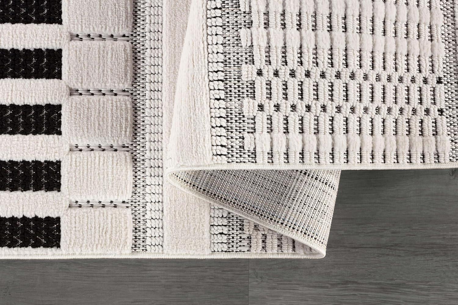 image:imageCAMILSON Micro Loop Rug 5x7 Modern Luxury Geometric Arch Area Rugs Soft High and Low Pile Stain Resistant EasyCleaning NonShedding for Living Room Office Indoor Carpet 5 x 7 WhiteModern White