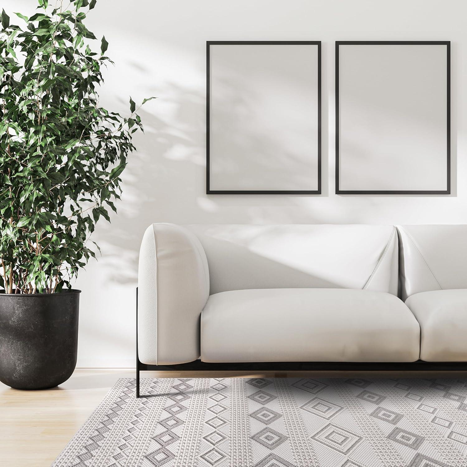 image:imageCAMILSON Micro Loop Rug 5x7 Modern Luxury Geometric Arch Area Rugs Soft High and Low Pile Stain Resistant EasyCleaning NonShedding for Living Room Office Indoor Carpet 5 x 7 WhiteGy8 White Gray