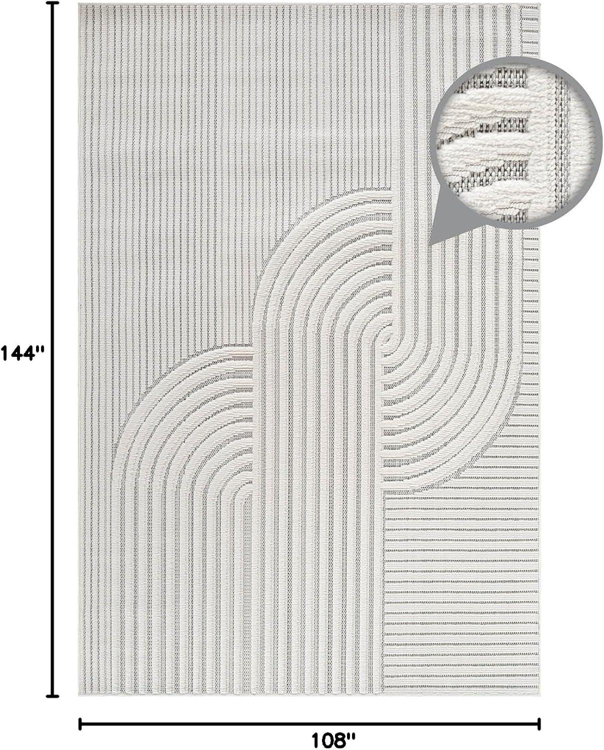image:imageCAMILSON Micro Loop Rug 5x7 Modern Luxury Geometric Arch Area Rugs Soft High and Low Pile Stain Resistant EasyCleaning NonShedding for Living Room Office Indoor Carpet 5 x 7 WhiteCurved White