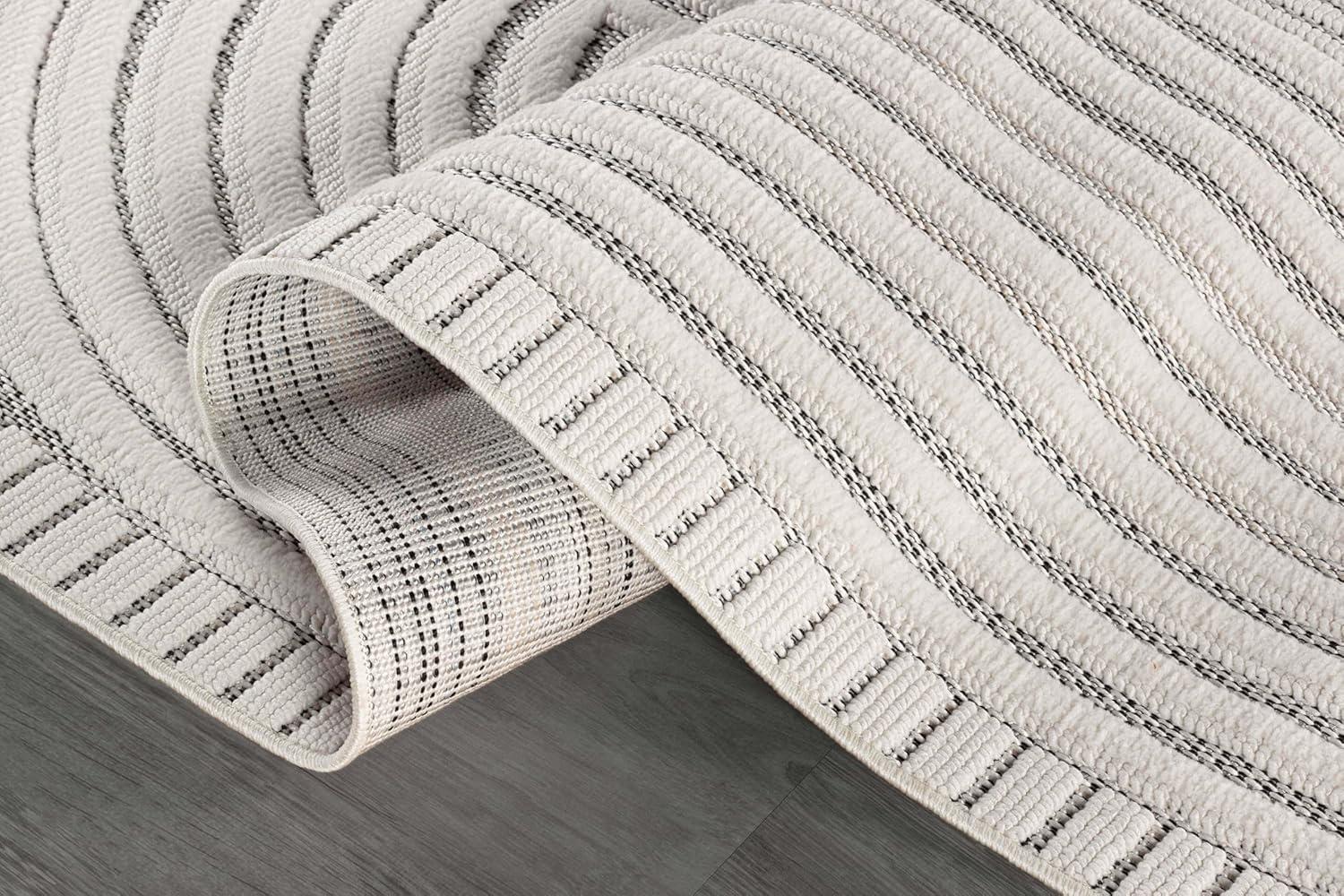 image:imageCAMILSON Micro Loop Rug 5x7 Modern Luxury Geometric Arch Area Rugs Soft High and Low Pile Stain Resistant EasyCleaning NonShedding for Living Room Office Indoor Carpet 5 x 7 WhiteCurved White
