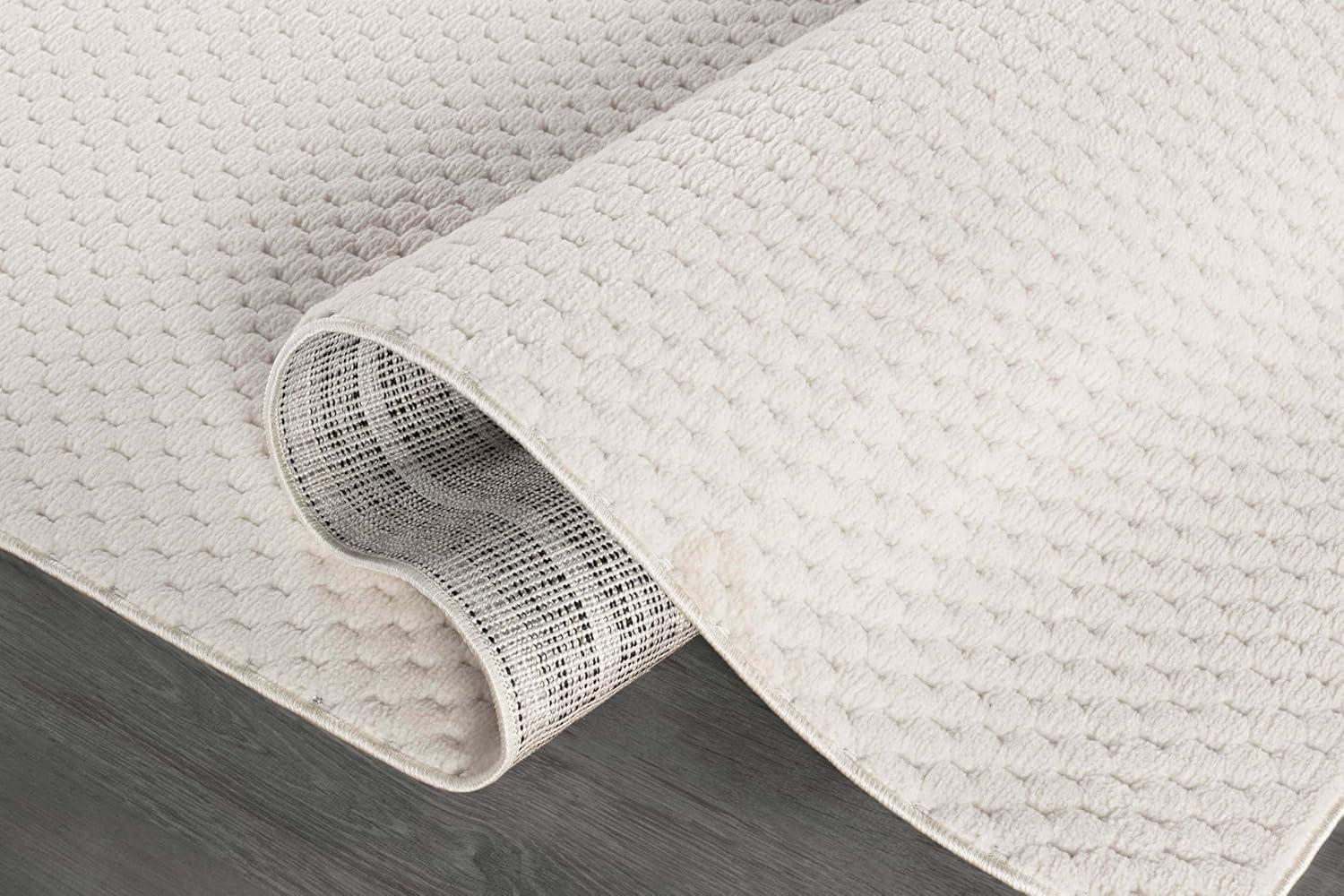 image:imageCAMILSON Micro Loop Rug 5x7 Modern Luxury Geometric Arch Area Rugs Soft High and Low Pile Stain Resistant EasyCleaning NonShedding for Living Room Office Indoor Carpet 5 x 7 WhitePebble White