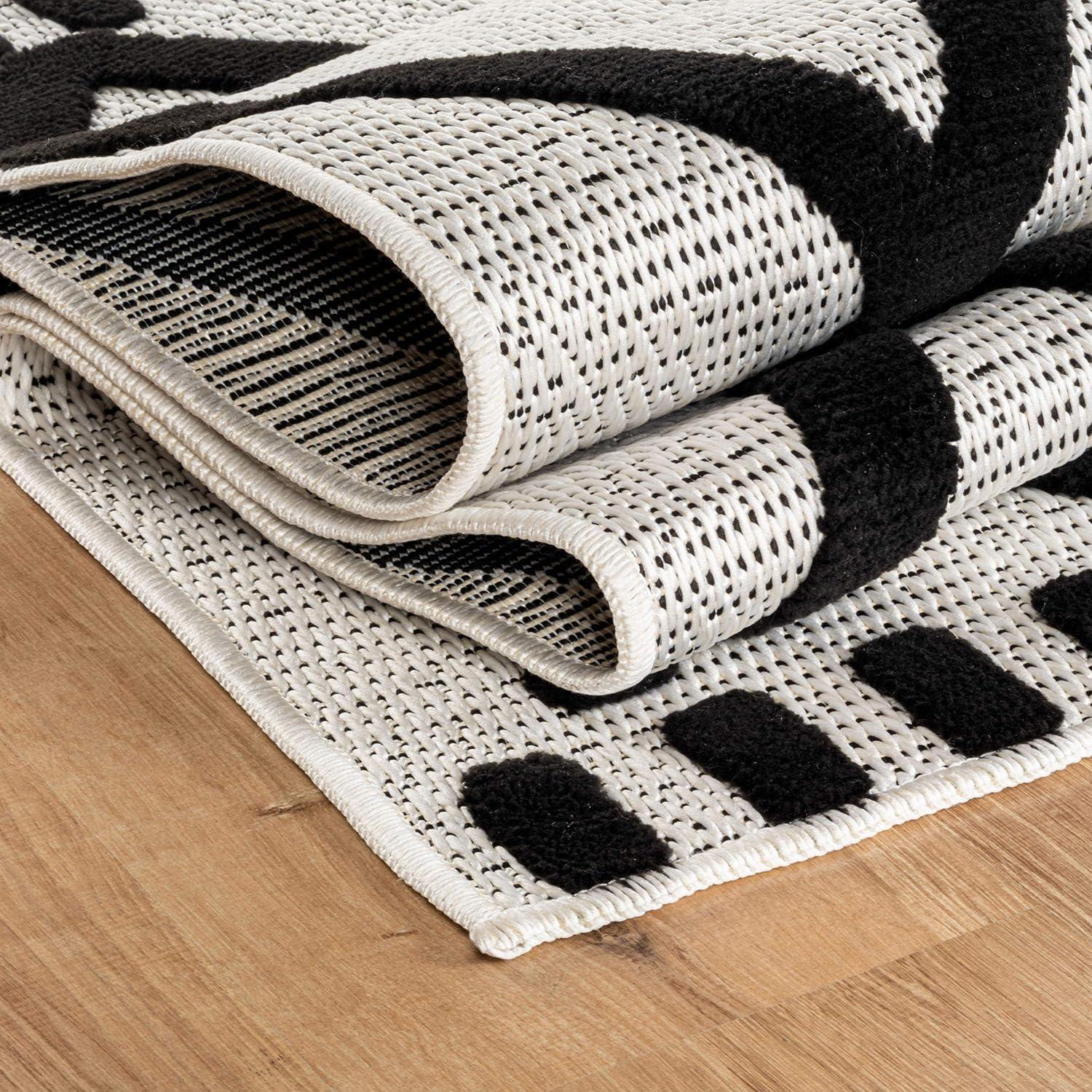 image:imageCAMILSON Micro Loop Rug 5x7 Modern Luxury Geometric Arch Area Rugs Soft High and Low Pile Stain Resistant EasyCleaning NonShedding for Living Room Office Indoor Carpet 5 x 7 WhiteBold Black