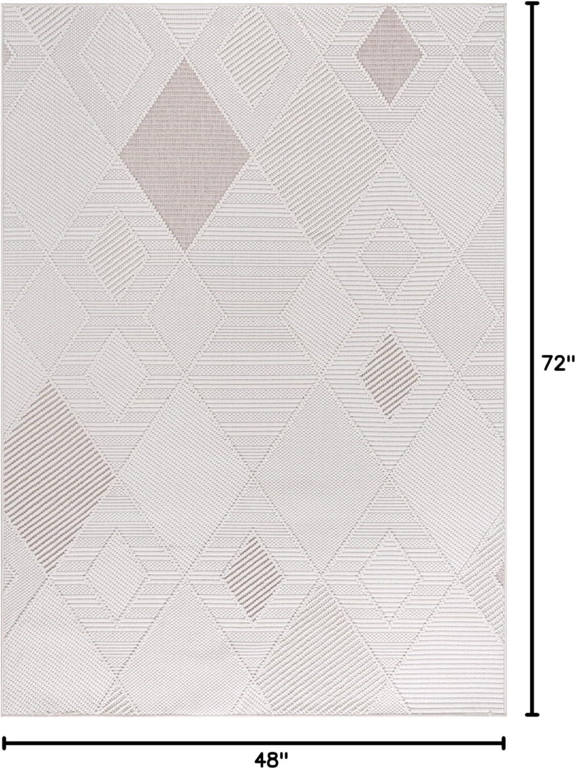 image:imageCAMILSON Micro Loop Rug 5x7 Modern Luxury Geometric Arch Area Rugs Soft High and Low Pile Stain Resistant EasyCleaning NonShedding for Living Room Office Indoor Carpet 5 x 7 WhiteGy2 White Beige