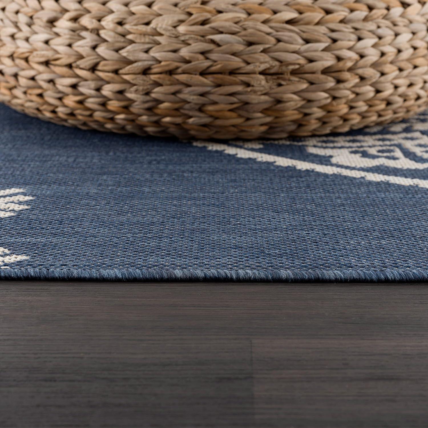 image:imageCAMILSON Outdoor Rug 5x7 Modern Area Rugs for Indoor and Outdoor Patios and Porches Waterproof Washable NonShedding EasytoClean Outside Carpet 5 x 7 Medallion Dark GreyLight GreyMedallion Blue White