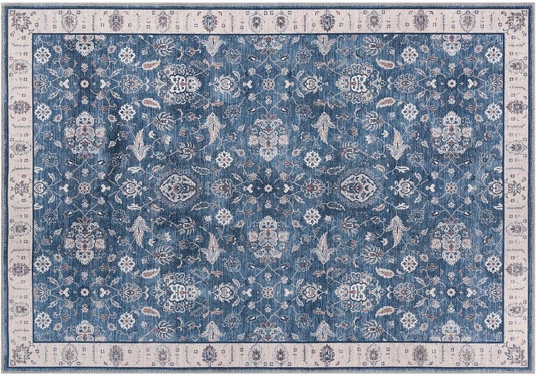 image:imageCAMILSON Printed Bathroom Rugs Oriental Retro Vintage Floral Area Rug 2x3 NonShedding Ultra Thin Super Strong Stain Resistant Indoor Carpet for Hallway Kitchen Office 2 x 3  Navy Blue
