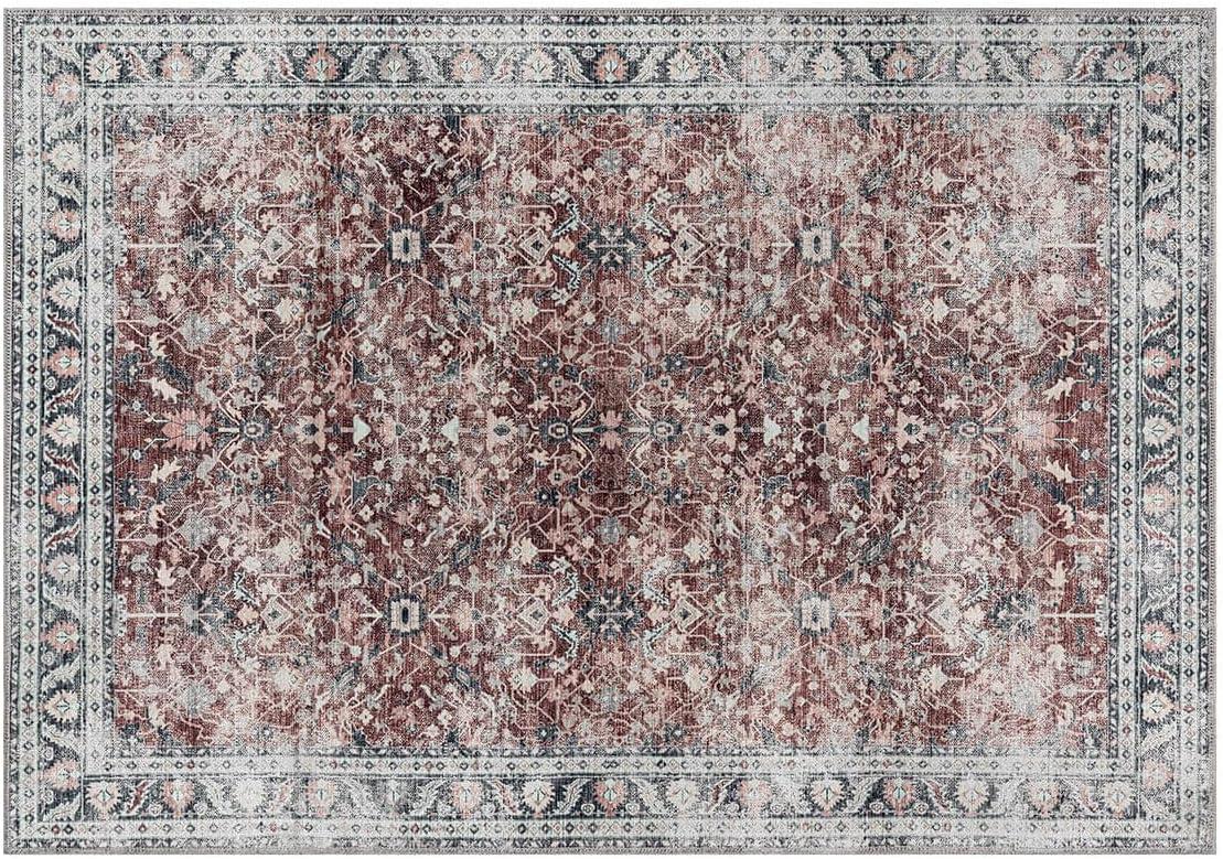 image:imageCAMILSON Printed Bathroom Rugs Oriental Retro Vintage Floral Area Rug 2x3 NonShedding Ultra Thin Super Strong Stain Resistant Indoor Carpet for Hallway Kitchen Office 2 x 3 Rust Red