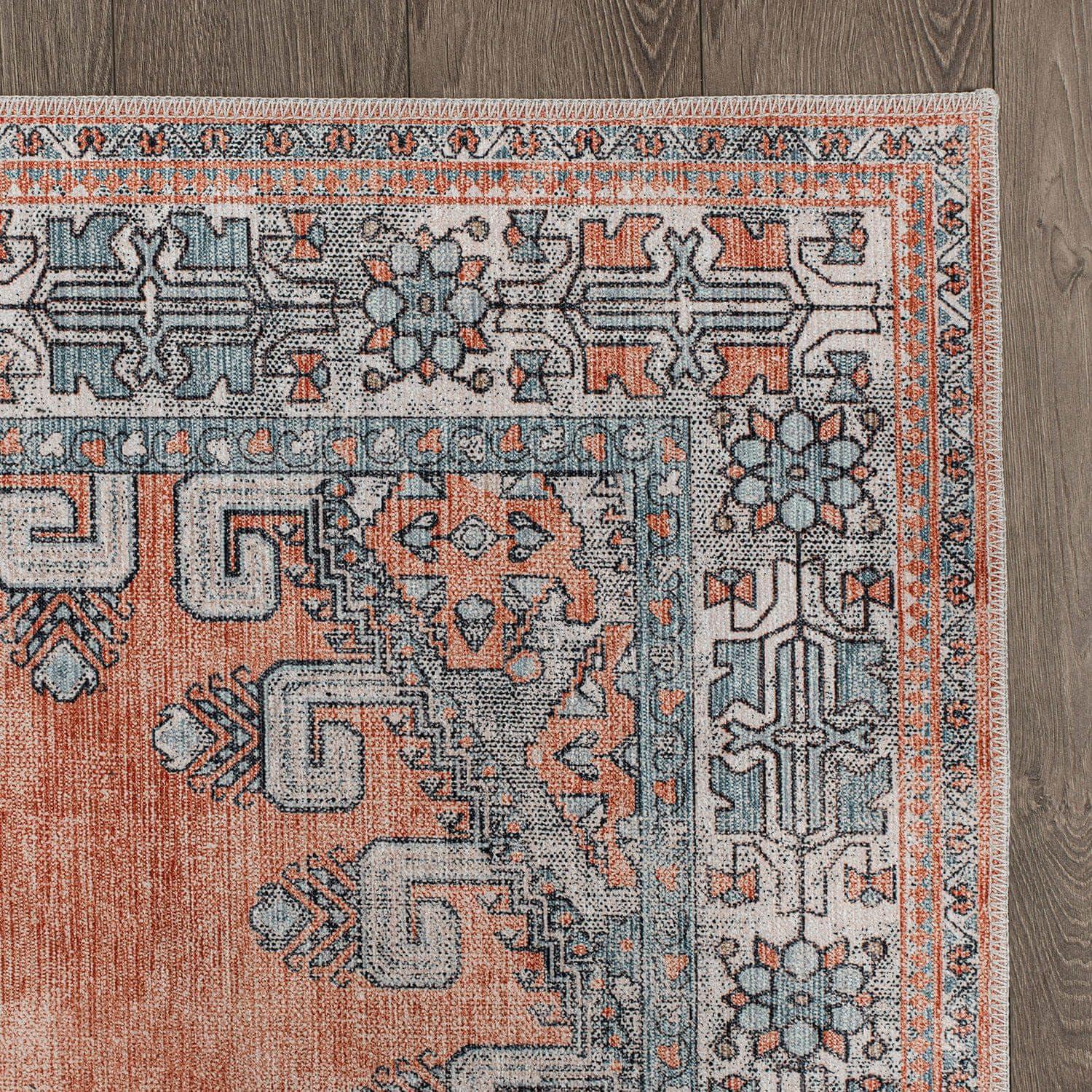 image:imageCAMILSON Printed Bathroom Rugs Oriental Retro Vintage Medallion Area Rug 2x3 NonShedding Ultra Thin Super Strong Stain Resistant Indoor Carpet for Hallway Kitchen Office 2 x 3 Orange