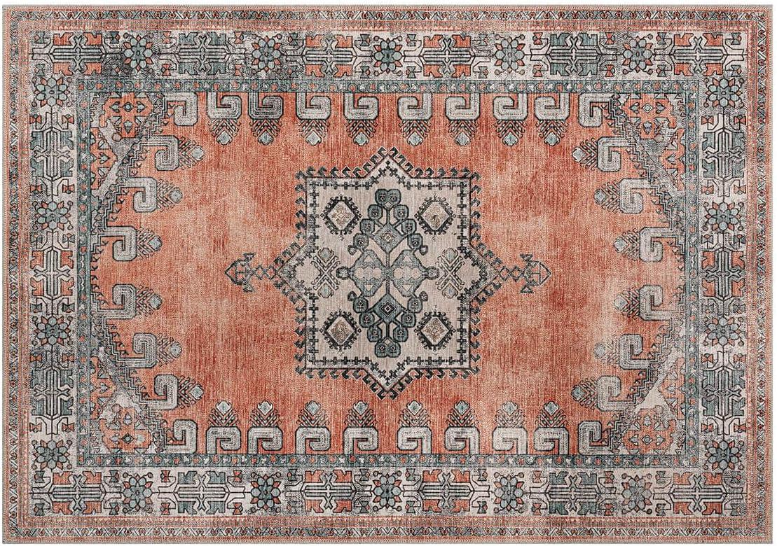 image:imageCAMILSON Printed Bathroom Rugs Oriental Retro Vintage Medallion Area Rug 2x3 NonShedding Ultra Thin Super Strong Stain Resistant Indoor Carpet for Hallway Kitchen Office 2 x 3 Orange