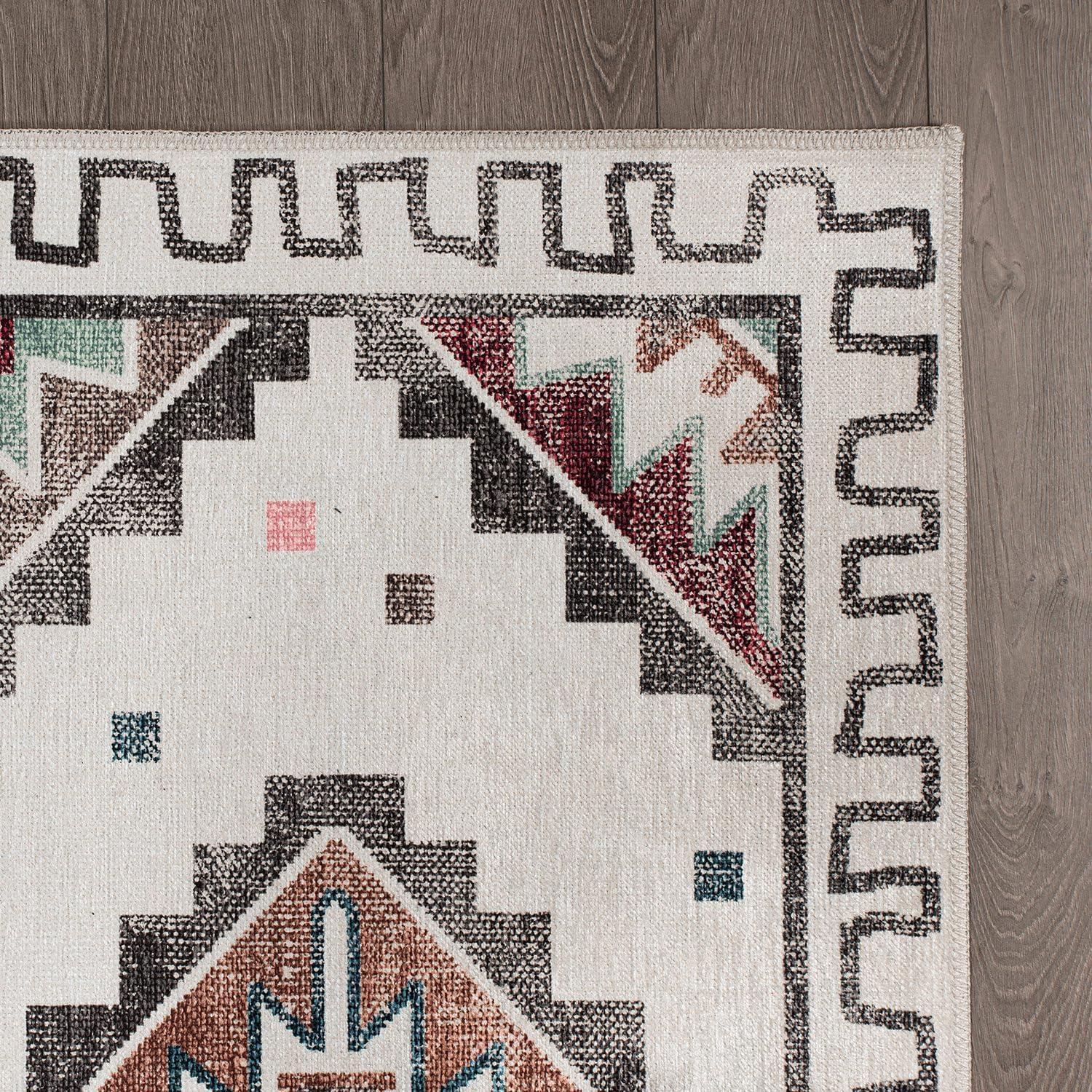 image:imageCAMILSON Printed Bathroom Rugs Oriental Retro Vintage Moroccan Area Rug 2x3 NonShedding Ultra Thin Super Strong Stain Resistant Indoor Carpet for Hallway Kitchen Office 2 x 3 Beige