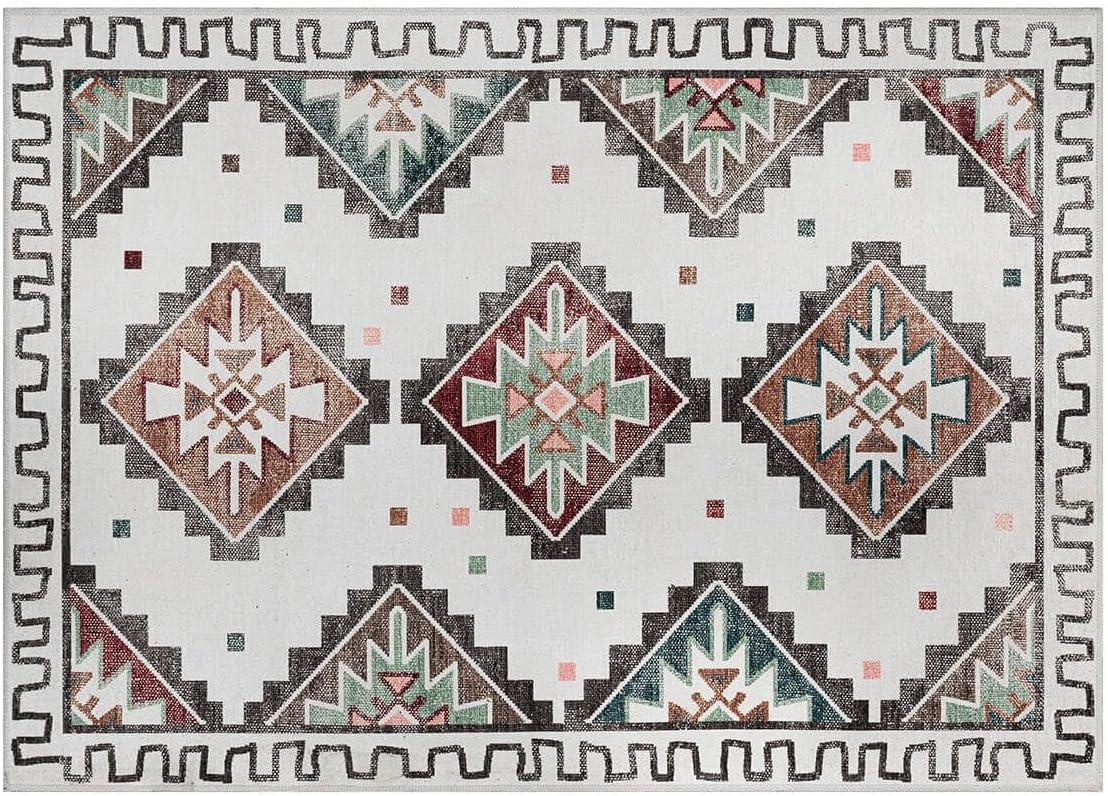 image:imageCAMILSON Printed Bathroom Rugs Oriental Retro Vintage Moroccan Area Rug 2x3 NonShedding Ultra Thin Super Strong Stain Resistant Indoor Carpet for Hallway Kitchen Office 2 x 3 Beige