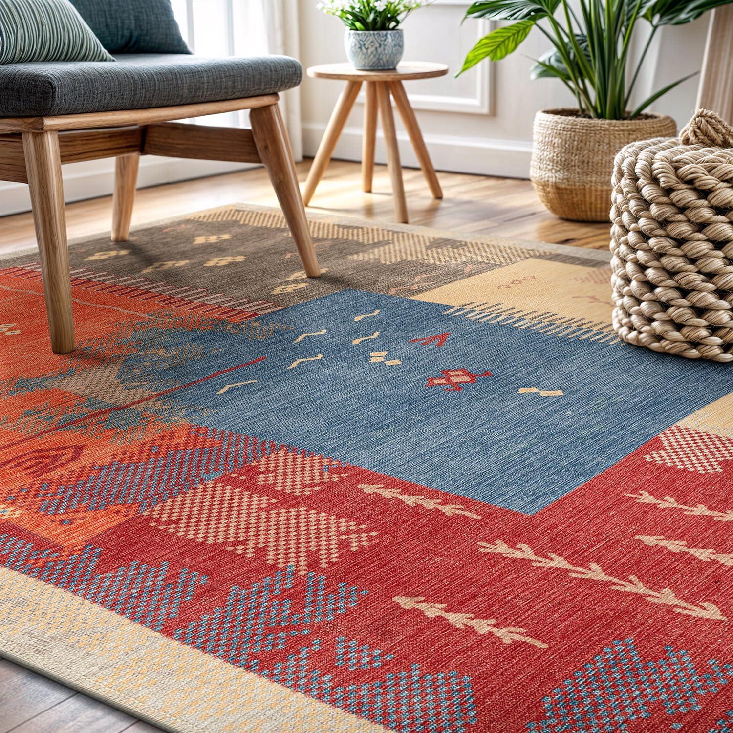 image:imageCAMILSON Printed Living Room Rugs Oriental Retro Traditional Area Rug 5x7 NonShedding Ultra Thin Super Strong Stain Resistant Indoor Carpet for Hallway Kitchen Office 5 x 7 Multicolor