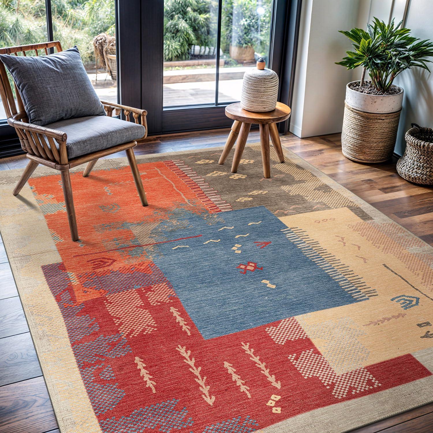 image:imageCAMILSON Printed Living Room Rugs Oriental Retro Traditional Area Rug 5x7 NonShedding Ultra Thin Super Strong Stain Resistant Indoor Carpet for Hallway Kitchen Office 5 x 7 Multicolor