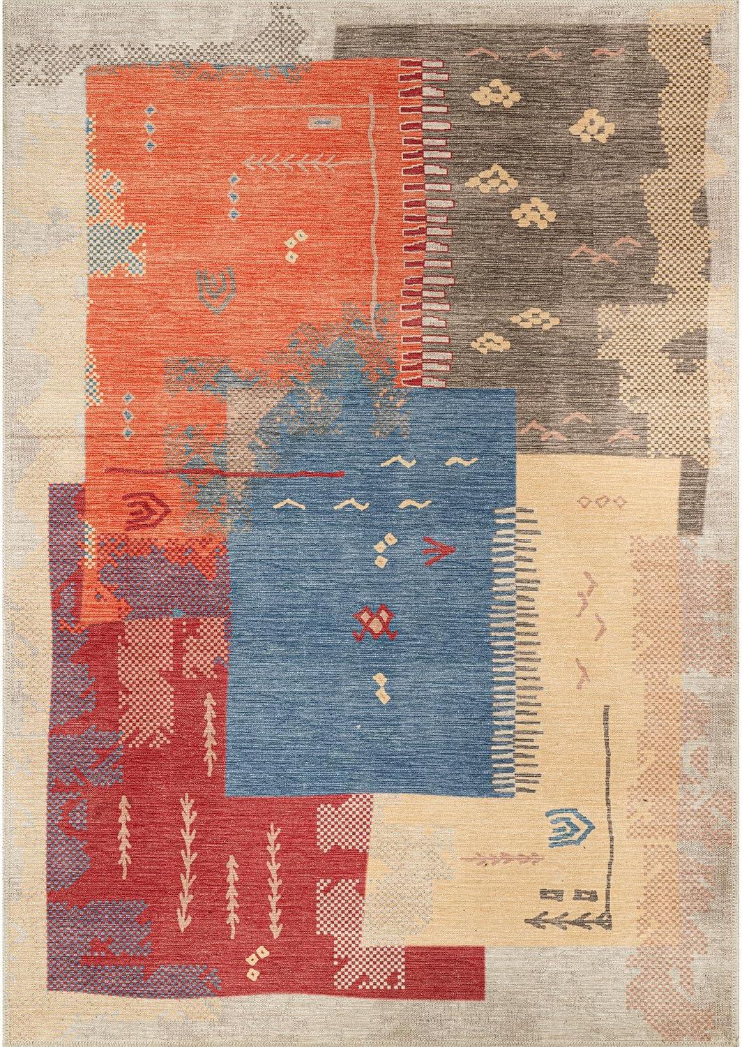 image:imageCAMILSON Printed Living Room Rugs Oriental Retro Traditional Area Rug 5x7 NonShedding Ultra Thin Super Strong Stain Resistant Indoor Carpet for Hallway Kitchen Office 5 x 7 Multicolor