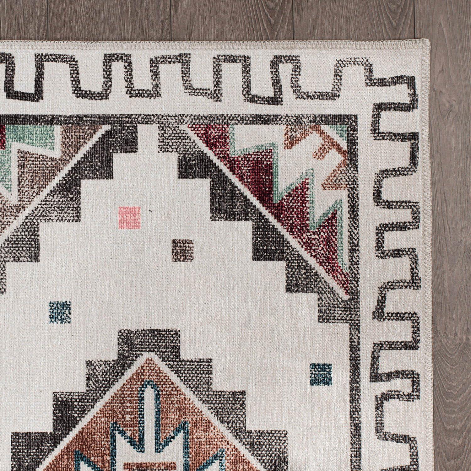 image:imageCAMILSON Printed Living Room Rugs Oriental Retro Traditional Vintage Moroccan Area Rug 5x7 NonShedding Ultra Thin Super Strong Stain Resistant Indoor Carpet for Hallway Kitchen 5 x 7 Beige